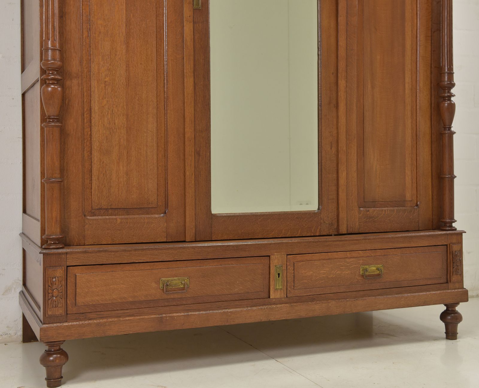 photo for sale Antique! Restored Hall Wardrobe, Gründerzeit Period, Circa 1920, Oak Wardrobe