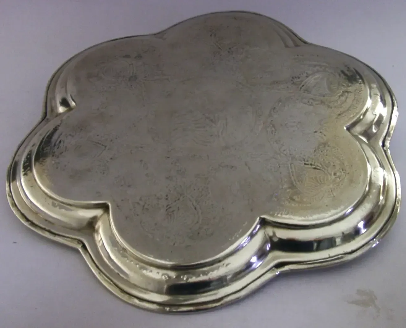 Grand plateau en argent massif d'Orient, 752 g, 34,4 cm, d'époque vers 1920 photo 1495.0