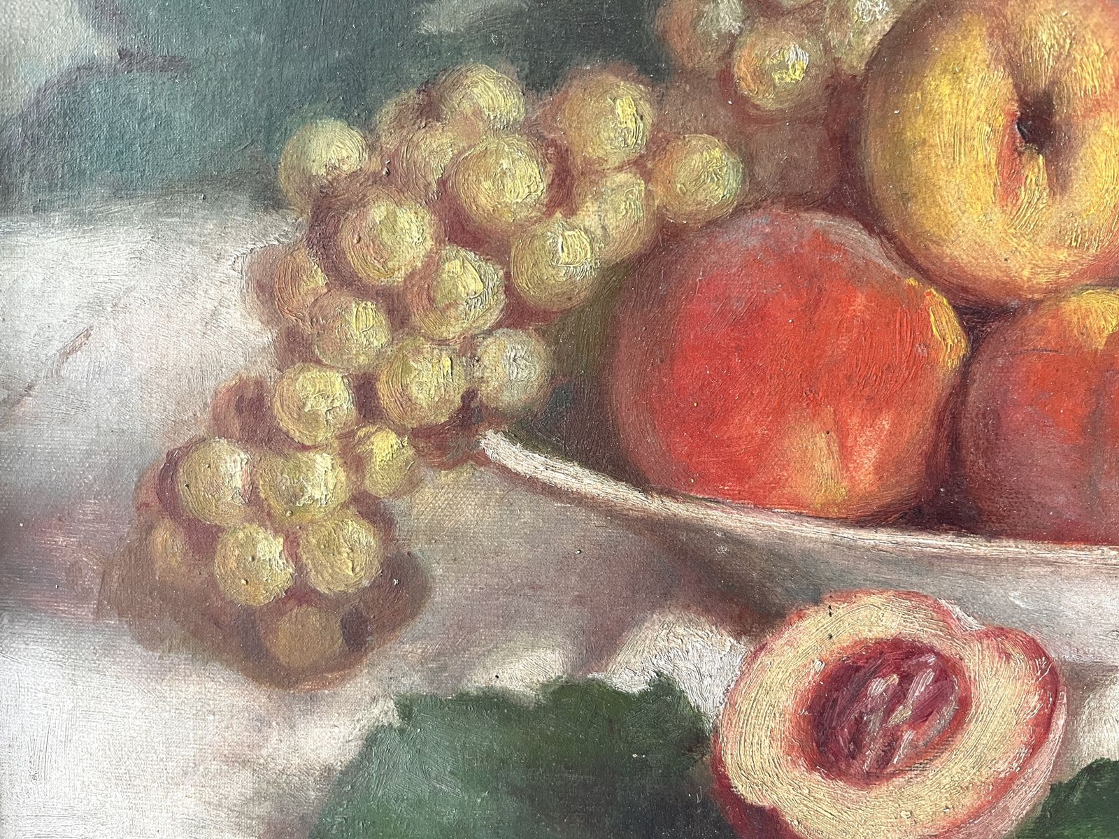Original 1920's Framed Still Life Oil On Canvas, Antique Fruits Painting Signed By Gaston Hamanovick photo for sale