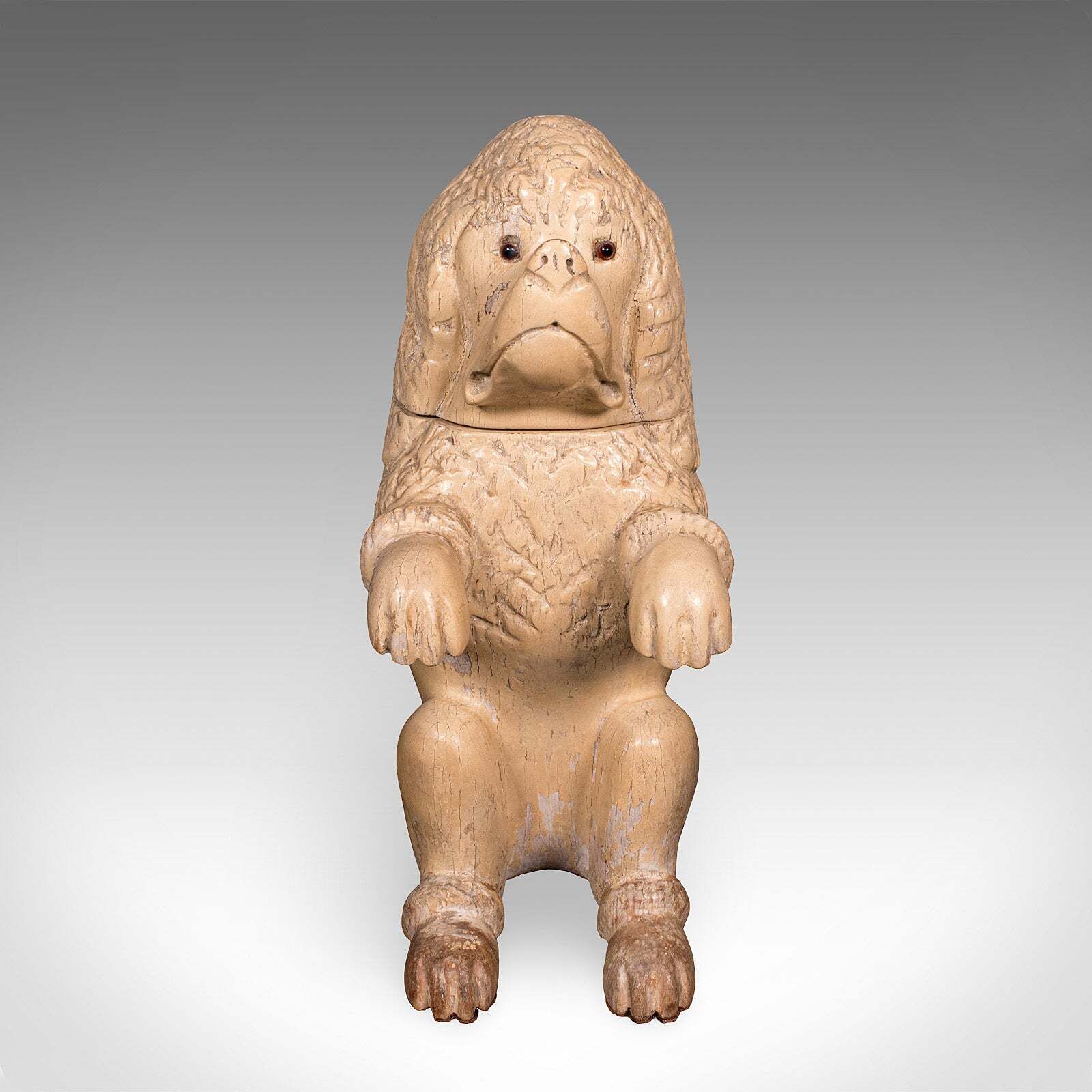 Antique Poodle Tobacco Jar, English, Fruitwood, Dog, Treen, Figural, Edwardian photo for sale