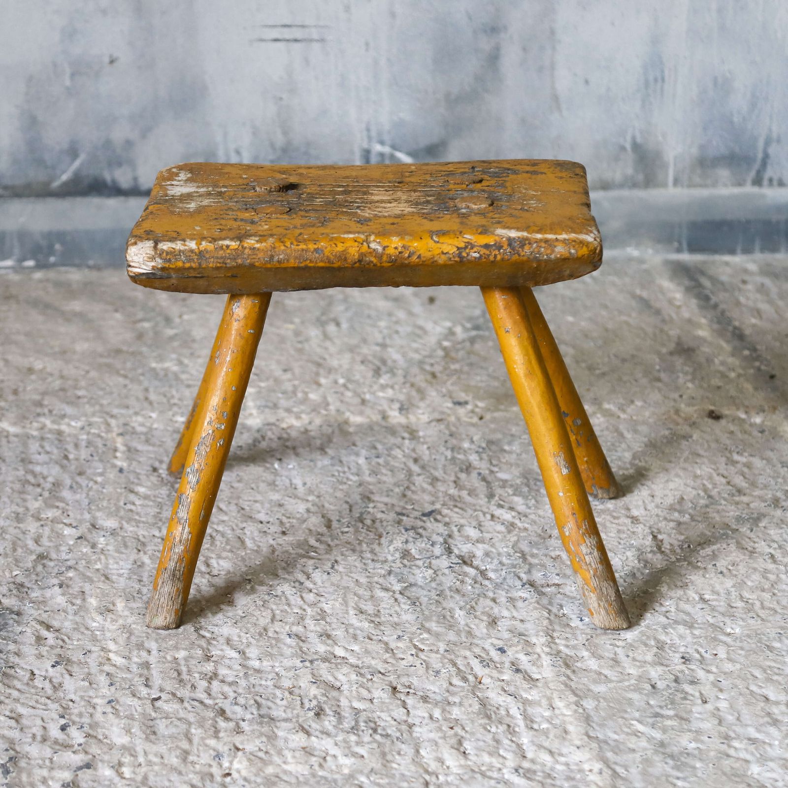 19th Century Eastern European Milking Stool In Original Ochre Paint photo buy