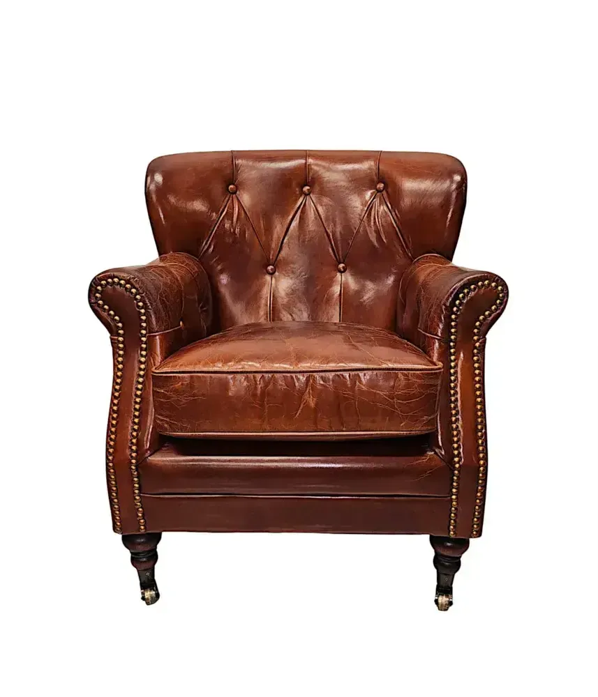 A Stunning Leather Armchair In The Victorian Manner photo for sale
