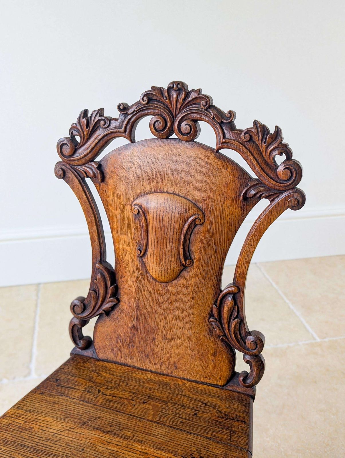 Pair Of Antique Victorian Oak Hall Chairs C.1870 photo Furniture
