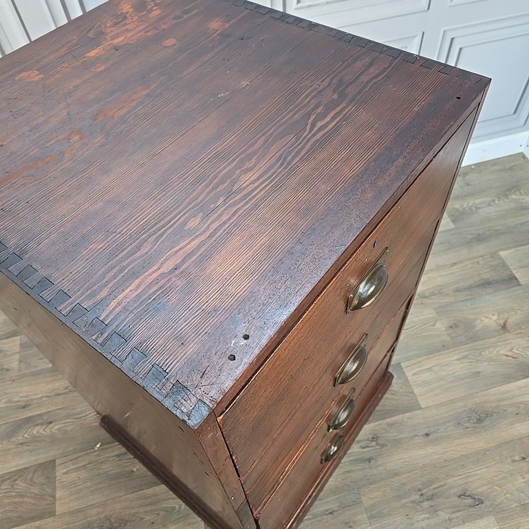 Antique Filing Cabinet Office Chest Drawers – Brass Vintage Wooden Industrial photo vinterior