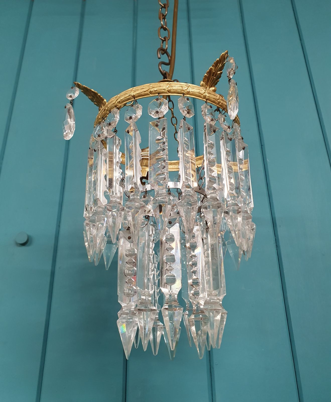 Early 20th Century Small Lustre Chandelier 9" photo Lighting