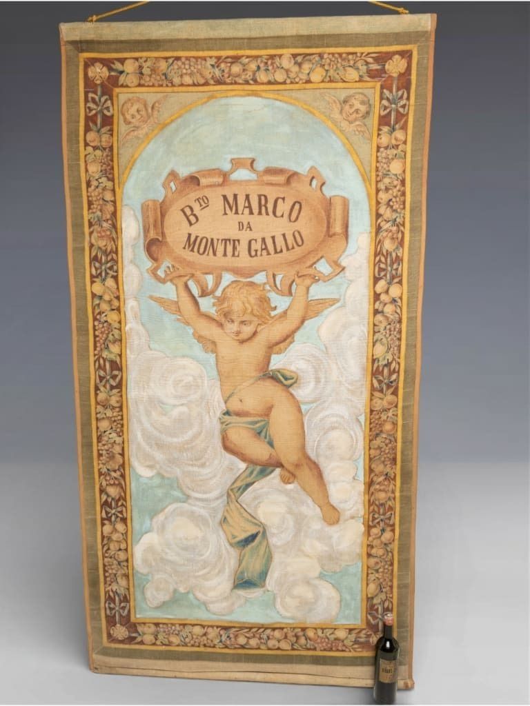 A Monumental Italian Devotional Painted Tapestry, 18th Century photo Art