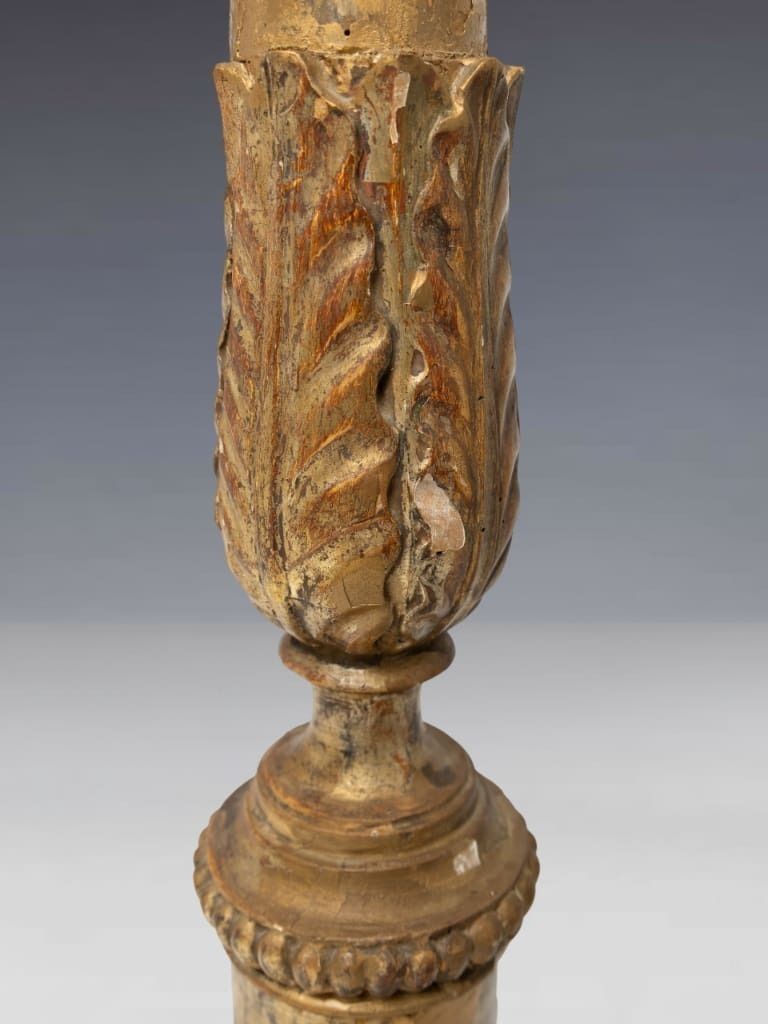 A Continental Naïve Giltwood Pricket Candlestick, 19th Century photo furniture
