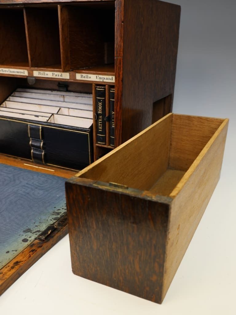 Furniture Houghton & Sons Oak Campaign Stationery & Dispatch Chest photo