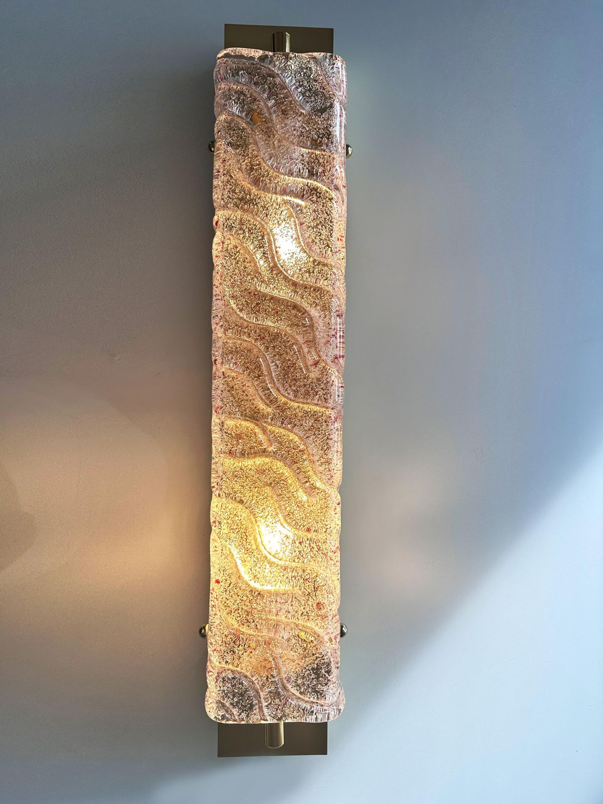 Luxury Gold Wall Sconces With Ametista "Graniglia" Murano Glass   Set Of Two photo for sale