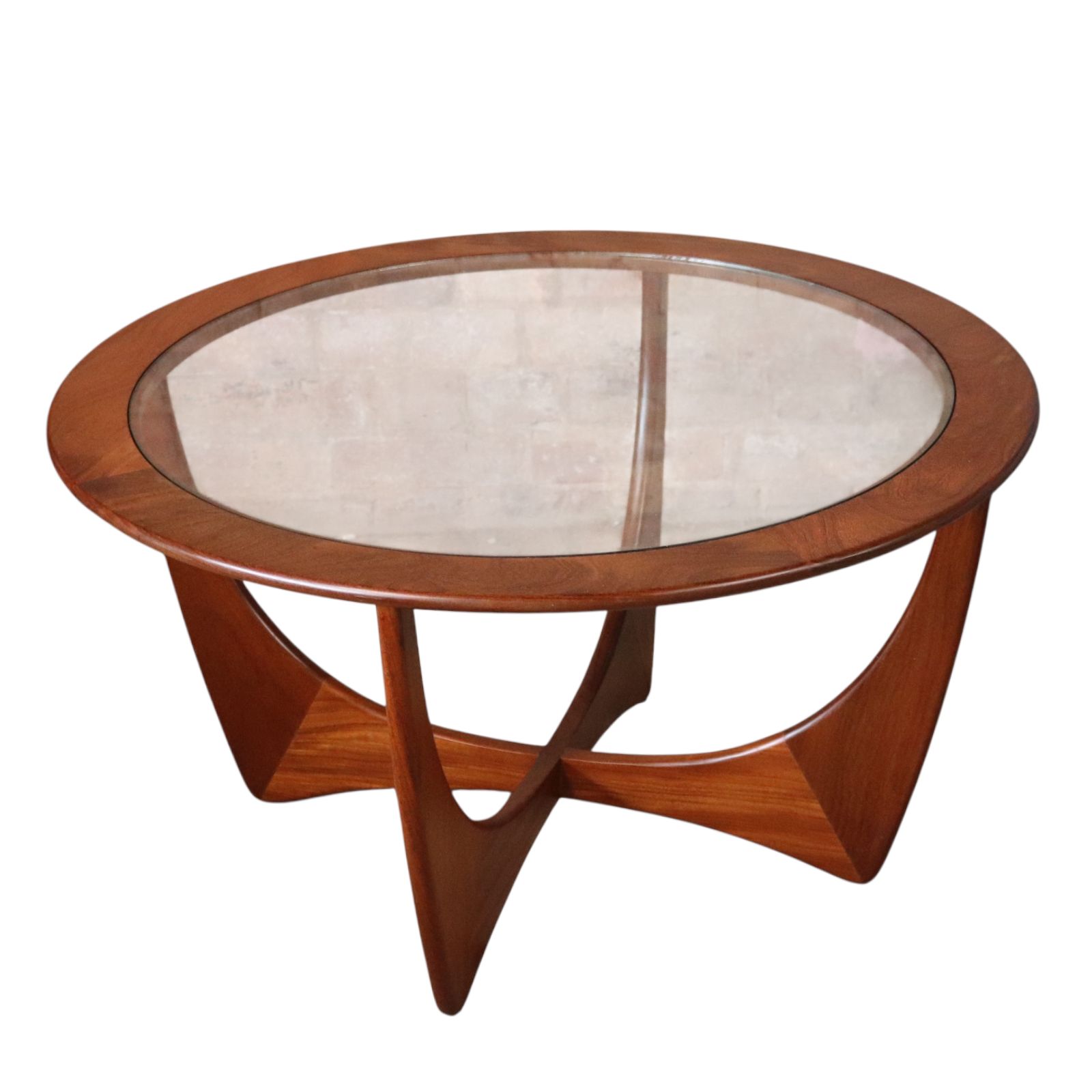 photo furniture Mid Century G Plan Astro Round Teak Glass Top Coffee Table V.Wilkins Vintage