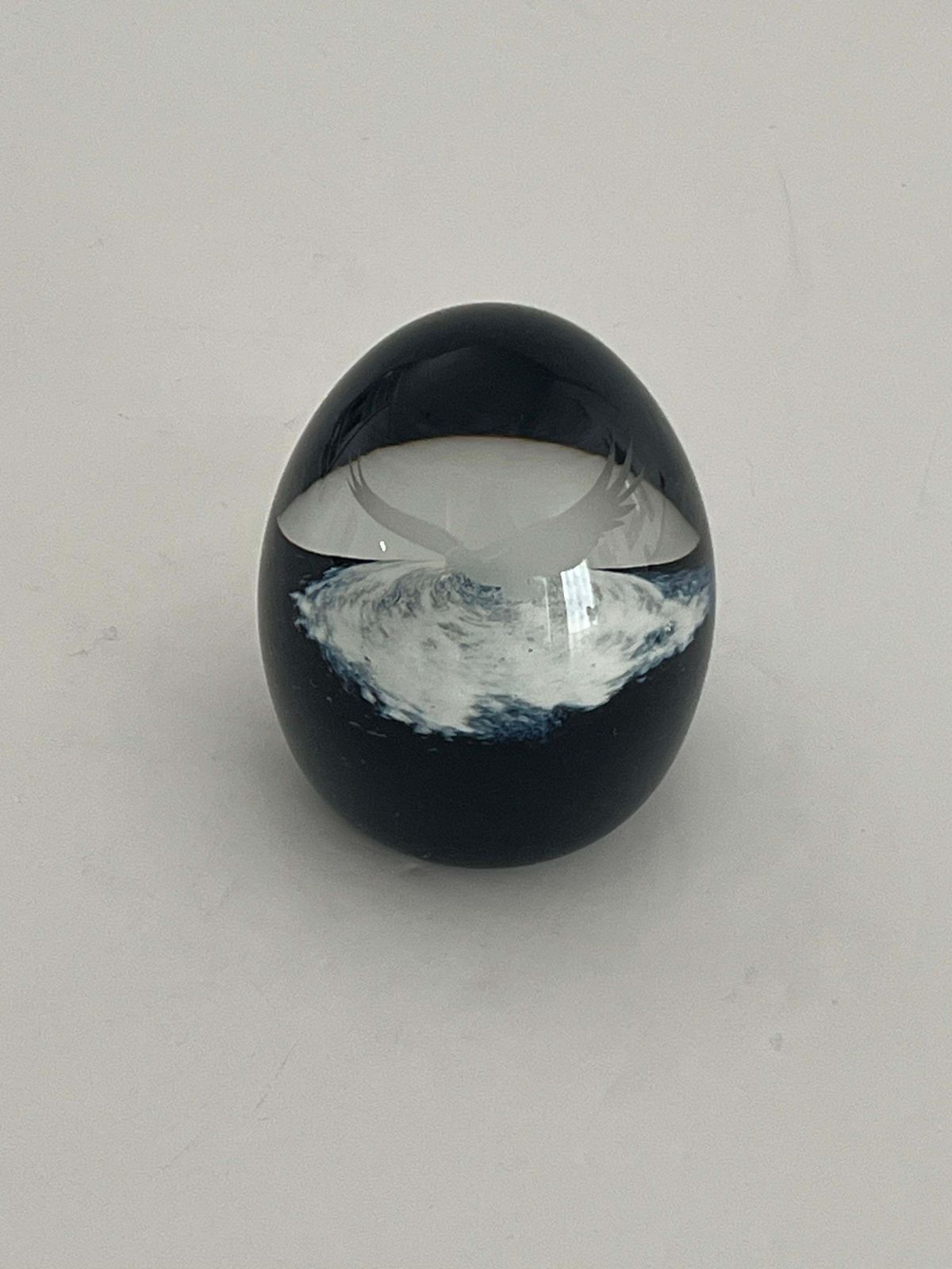 Caithness Glass Paperweight Eagle Soaring Over Snowy Mountain, Scotland C 1980s photo Home Decor