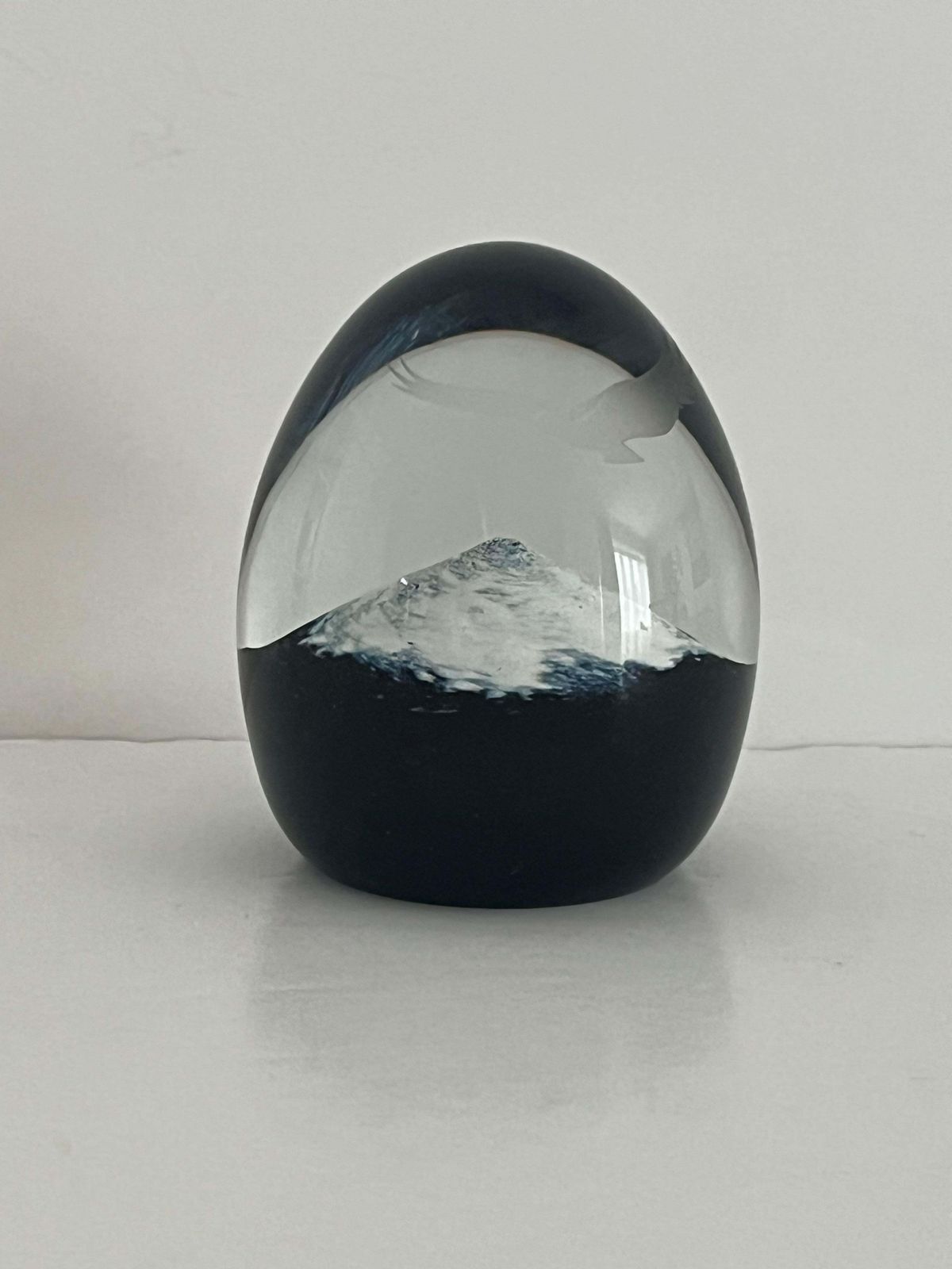 Caithness Glass Paperweight Eagle Soaring Over Snowy Mountain, Scotland C 1980s photo vintage