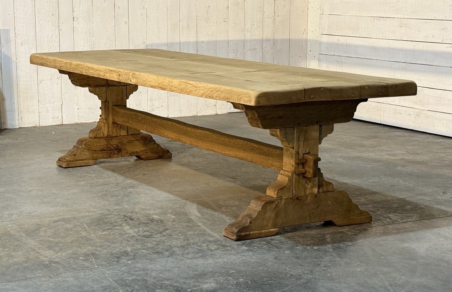 Stunning Large French Bleached Oak Farmhouse Dining Table photo for sale