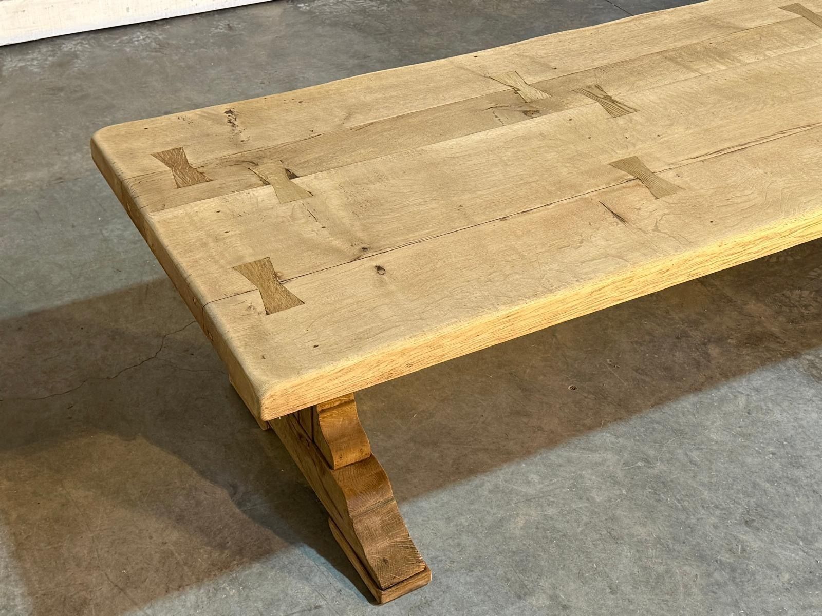 photo for sale Stunning Large French Bleached Oak Farmhouse Dining Table