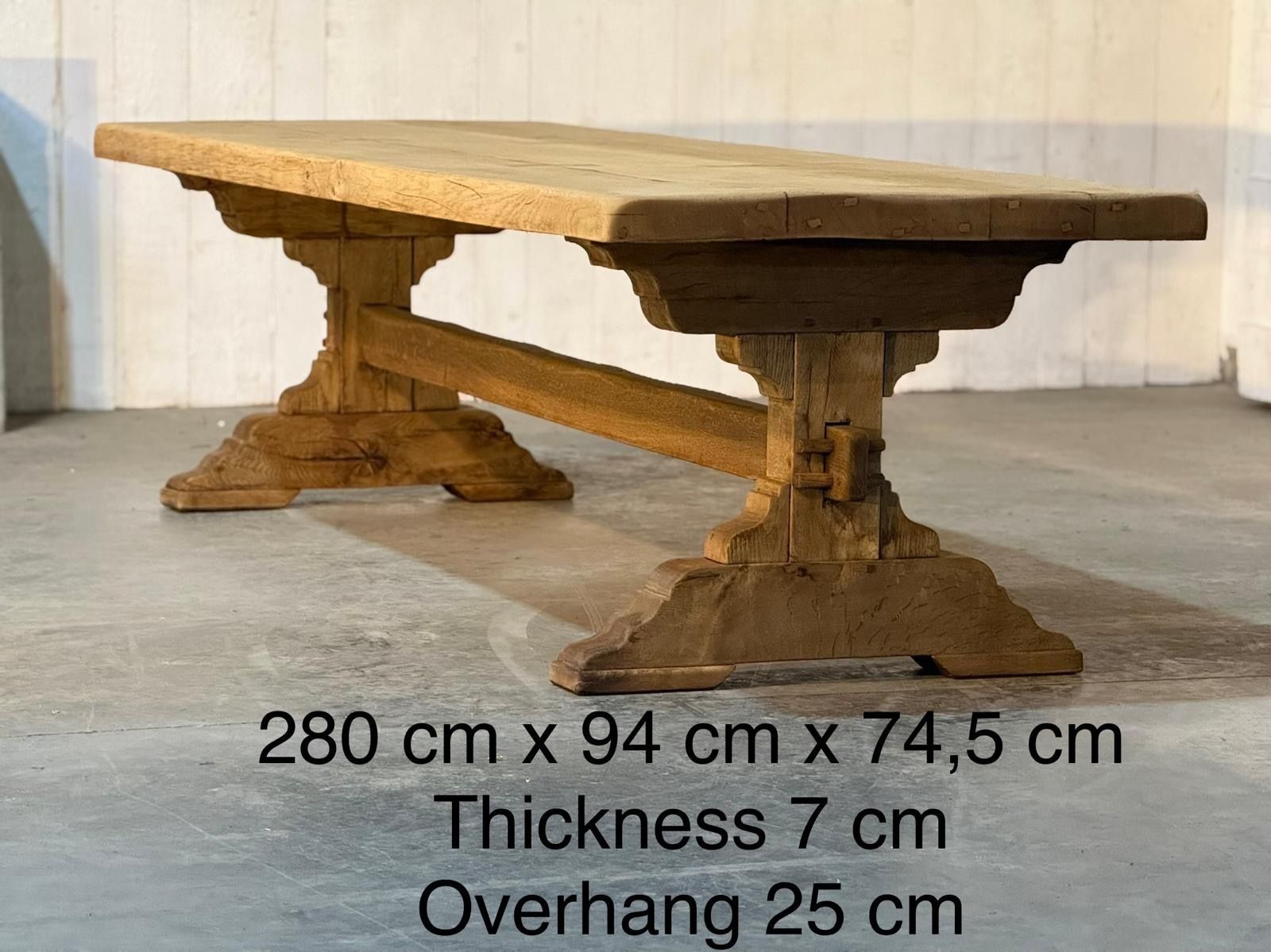 Furniture Stunning Large French Bleached Oak Farmhouse Dining Table photo