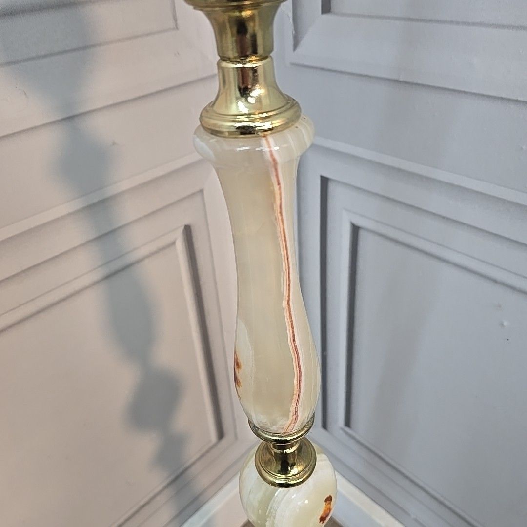 Vintage Onyx Marble Lamp Floor Light Room Standard Lamp Retro For Rewiring photo vintage