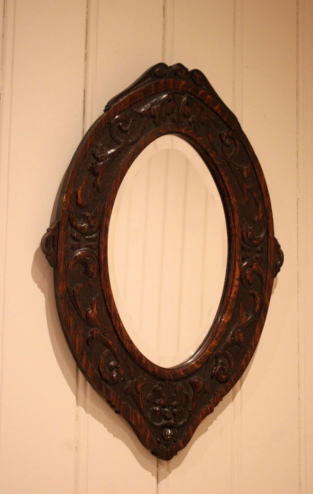 Small Carved Oak Wall Mirror, 1800s photo furniture