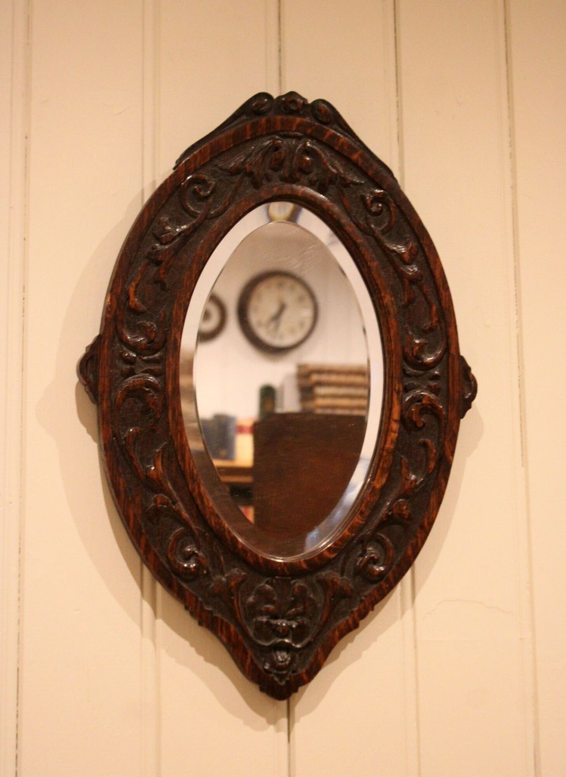 Small Carved Oak Wall Mirror, 1800s photo for sale