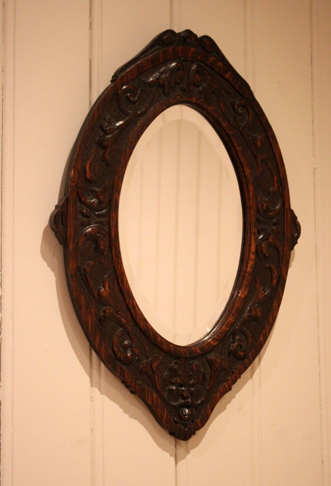 Small Carved Oak Wall Mirror, 1800s photo Home Decor