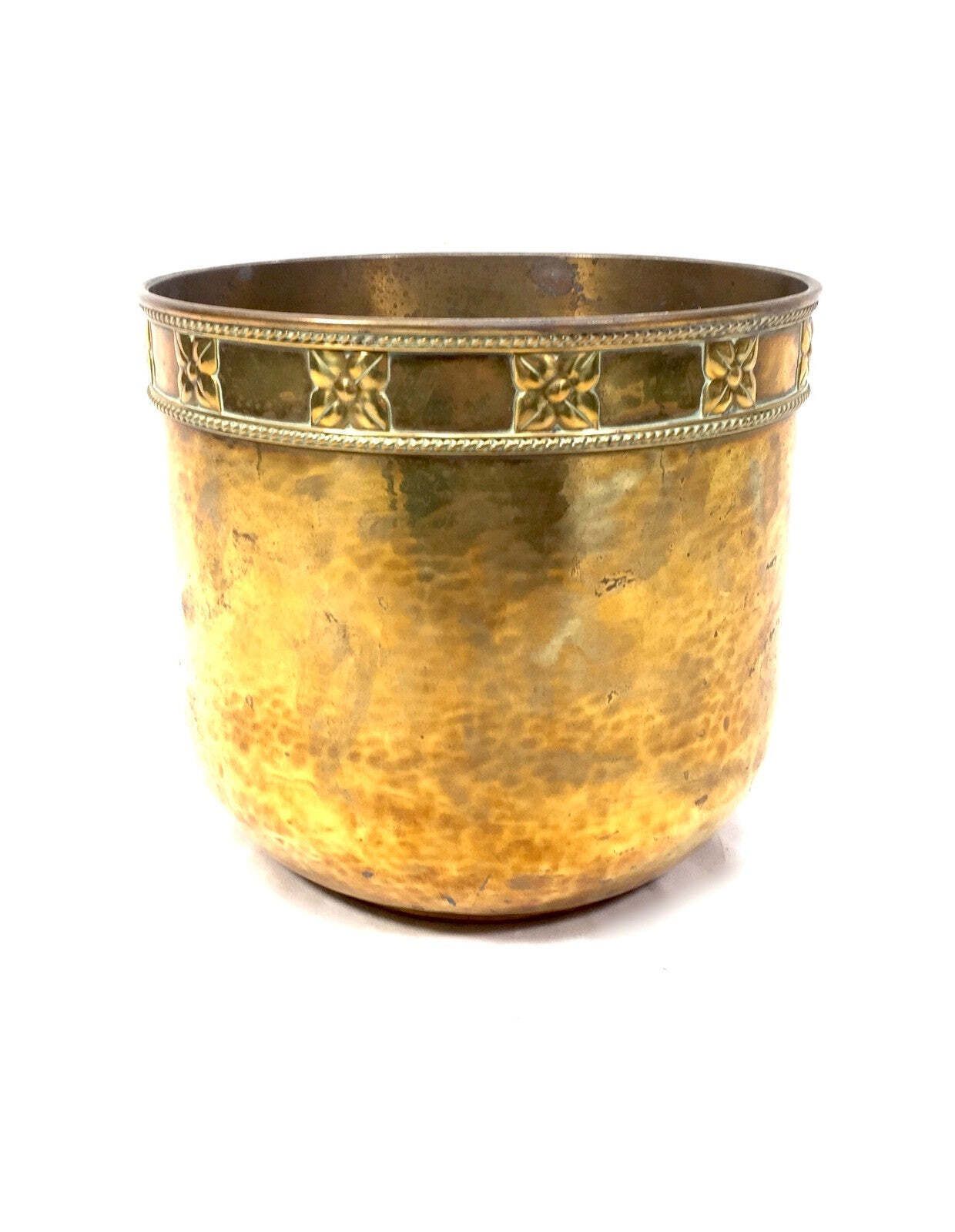 Antique Metal Brass Planter / Indoor Plant Pot / Art Nouveau Cache Pot C.1900