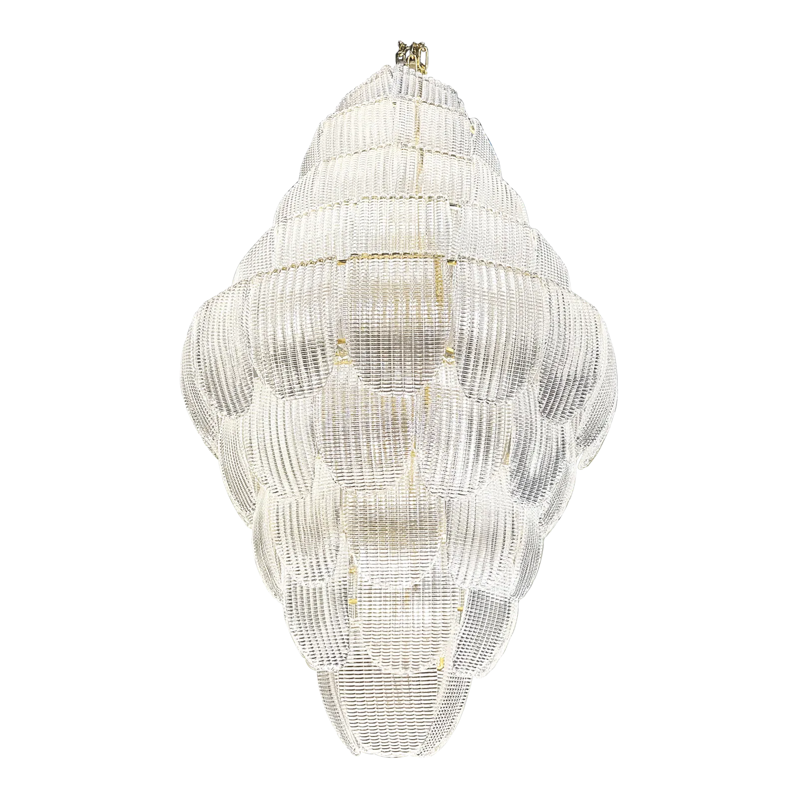 Contemporary Imperial Diamanted Trasparent “Petals” Murano Glass Chandelier By Simoeng