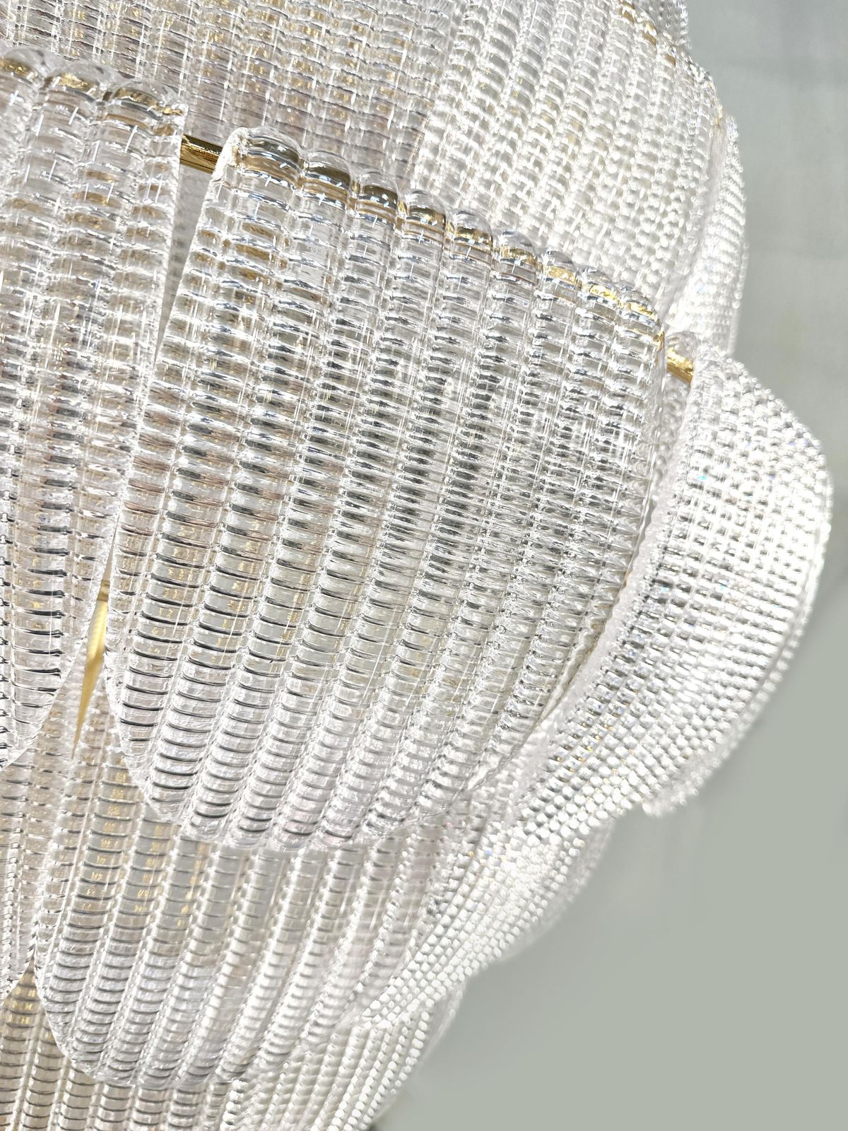 Contemporary Imperial Diamanted Trasparent “Petals” Murano Glass Chandelier By Simoeng photo for sale