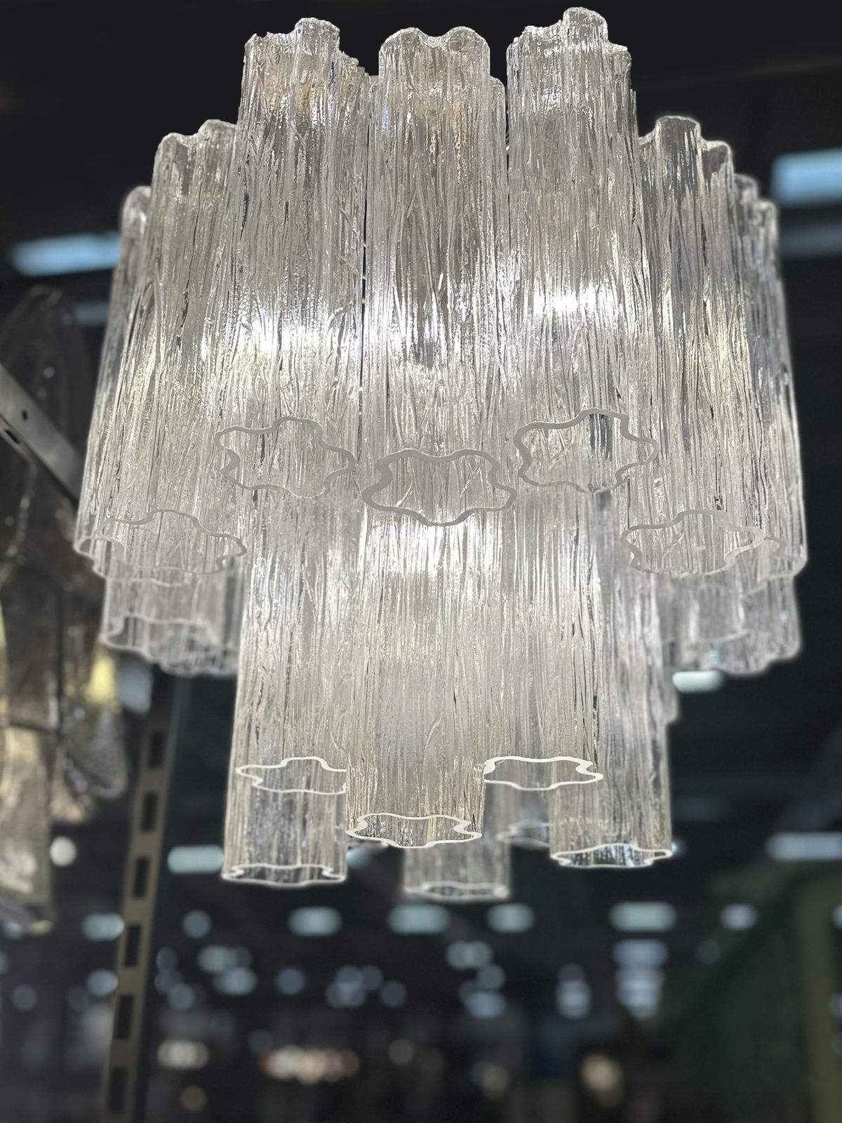 Contemporary Murano Glass “Tronchi” Chandelier Burnished Metal Frame By Simoeng photo 2194.0