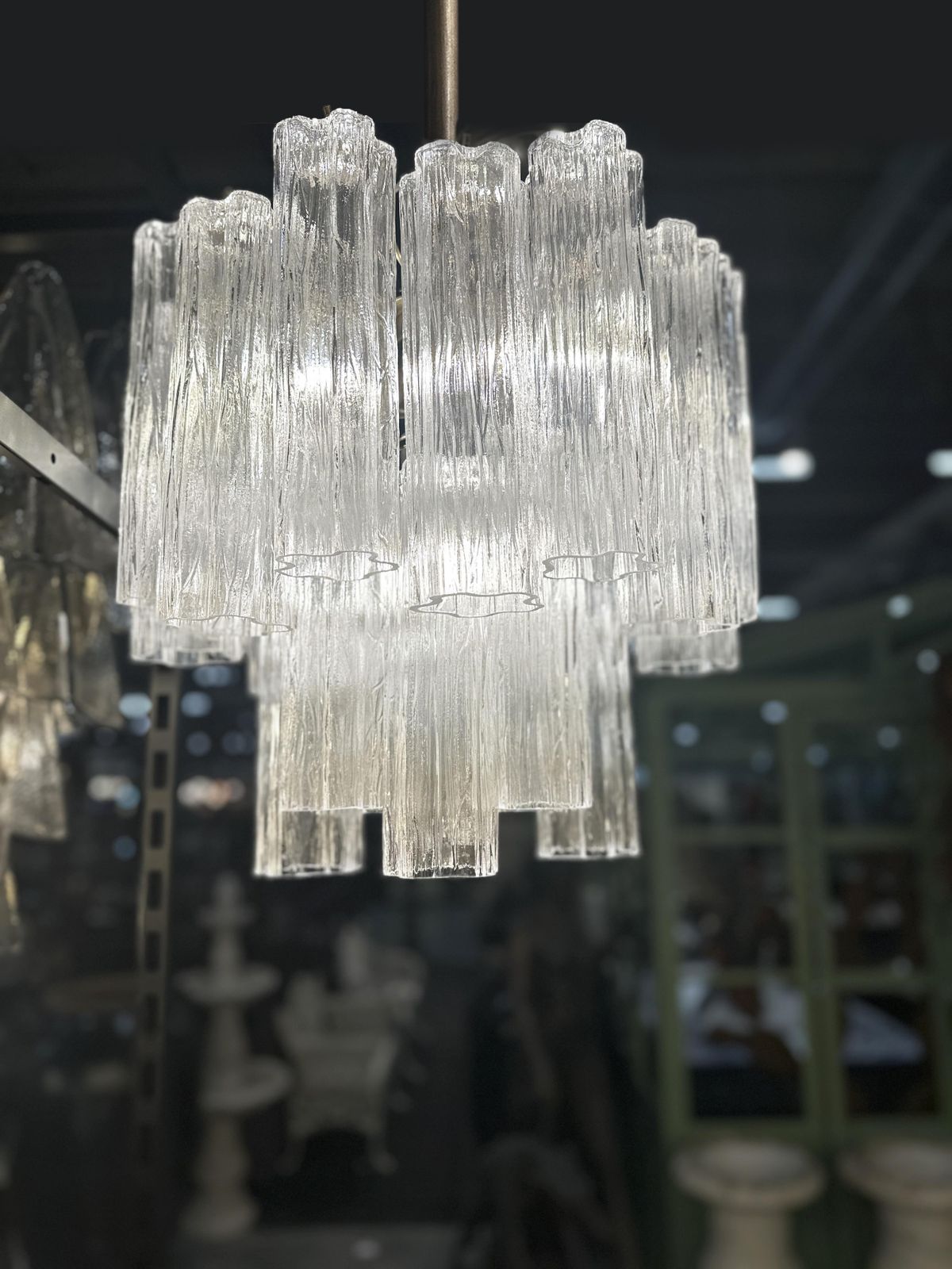Contemporary Murano Glass “Tronchi” Chandelier Burnished Metal Frame By Simoeng photo buy