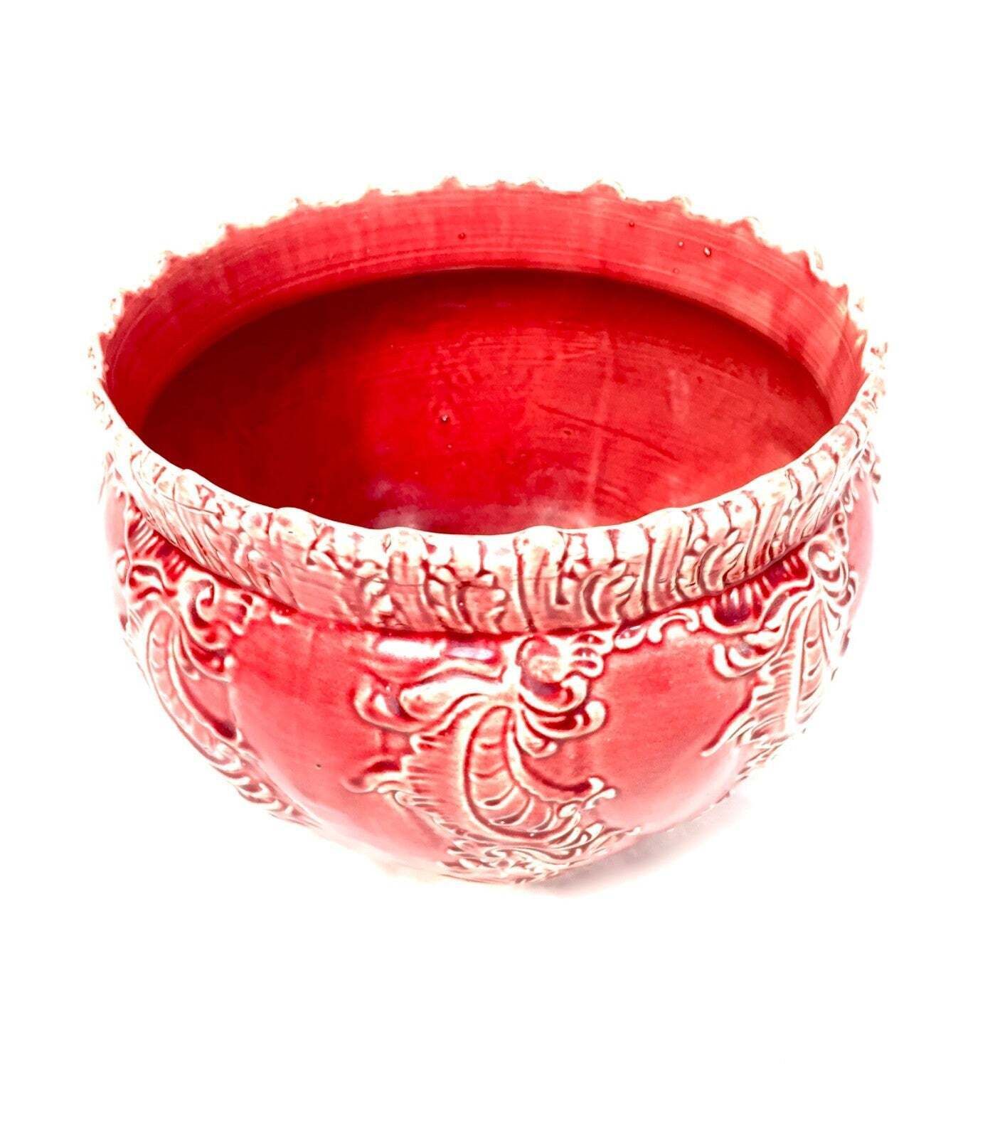 Antique Pottery Pink Majolica Jardiniere Planter Indoor Plant Pot 'Albert' photo for sale