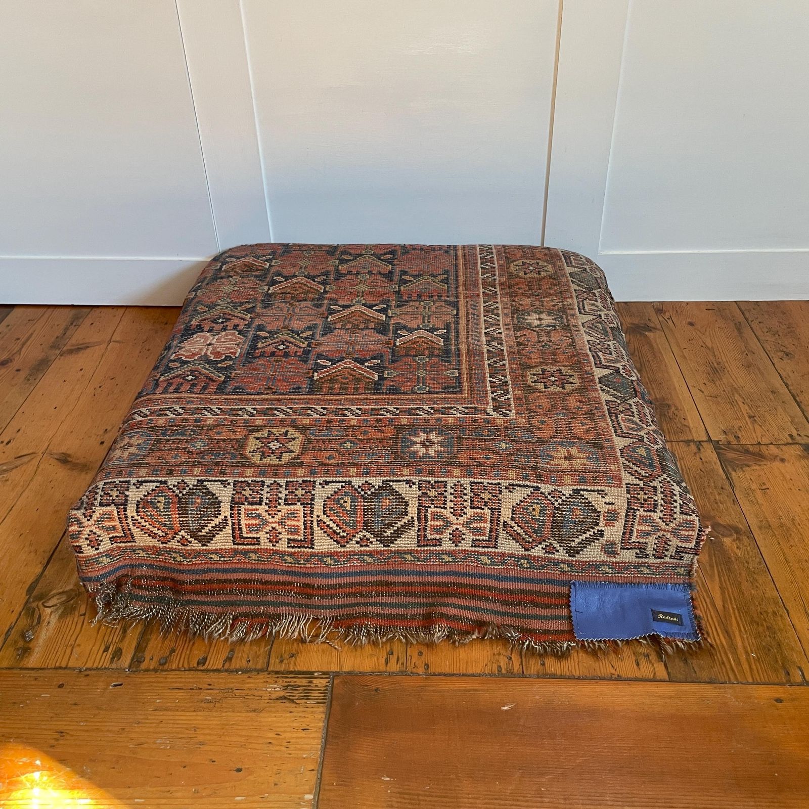 Large Kilim Floor Cushion Leather Base Boho Ottoman Pillow Pouffe Moroccan Hand Woven Handmade Living Room Decorative Accent photo furniture
