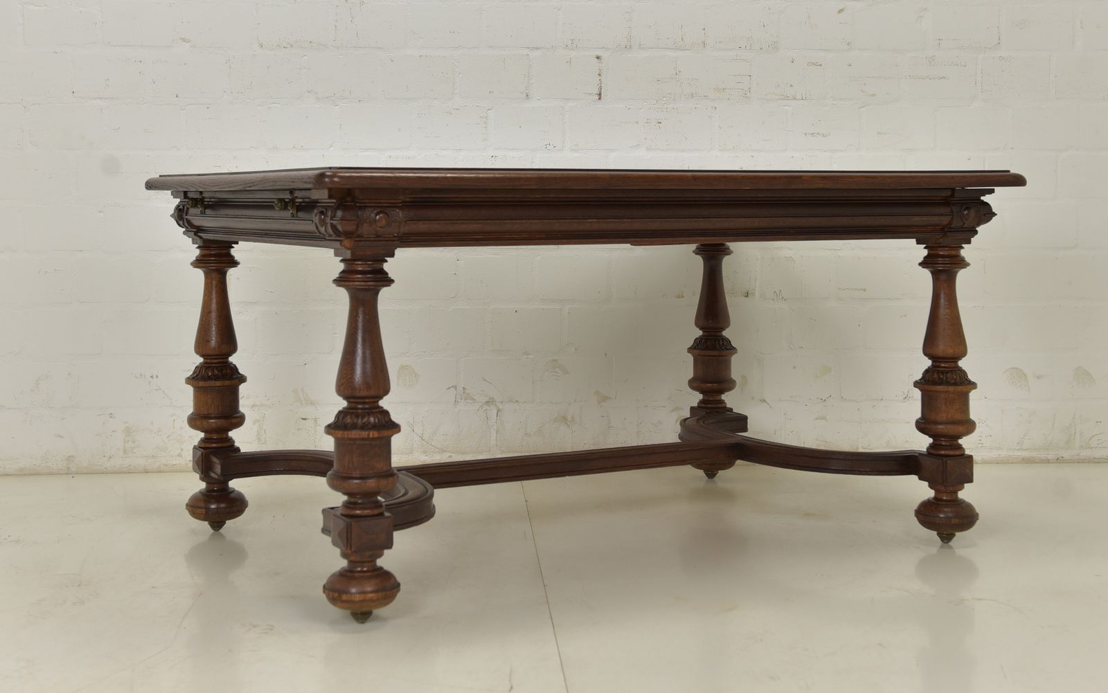 photo for sale Antique! Restored Solid Oak Dining Table, 148 X 105 Cm, Gründerzeit/Historicism Style