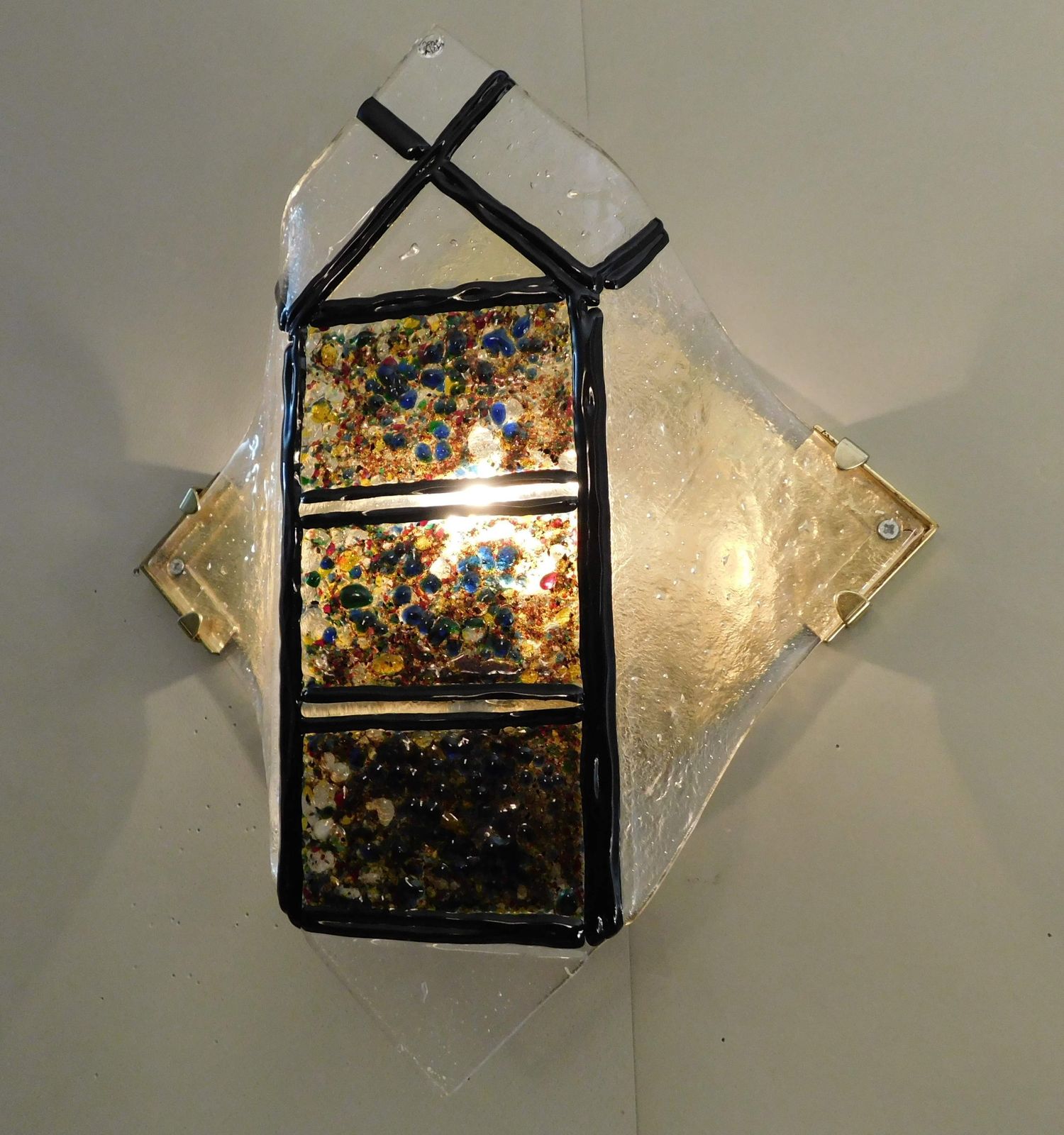 photo furniture Pair Of "Rombo" Brutalist Murano Sconces