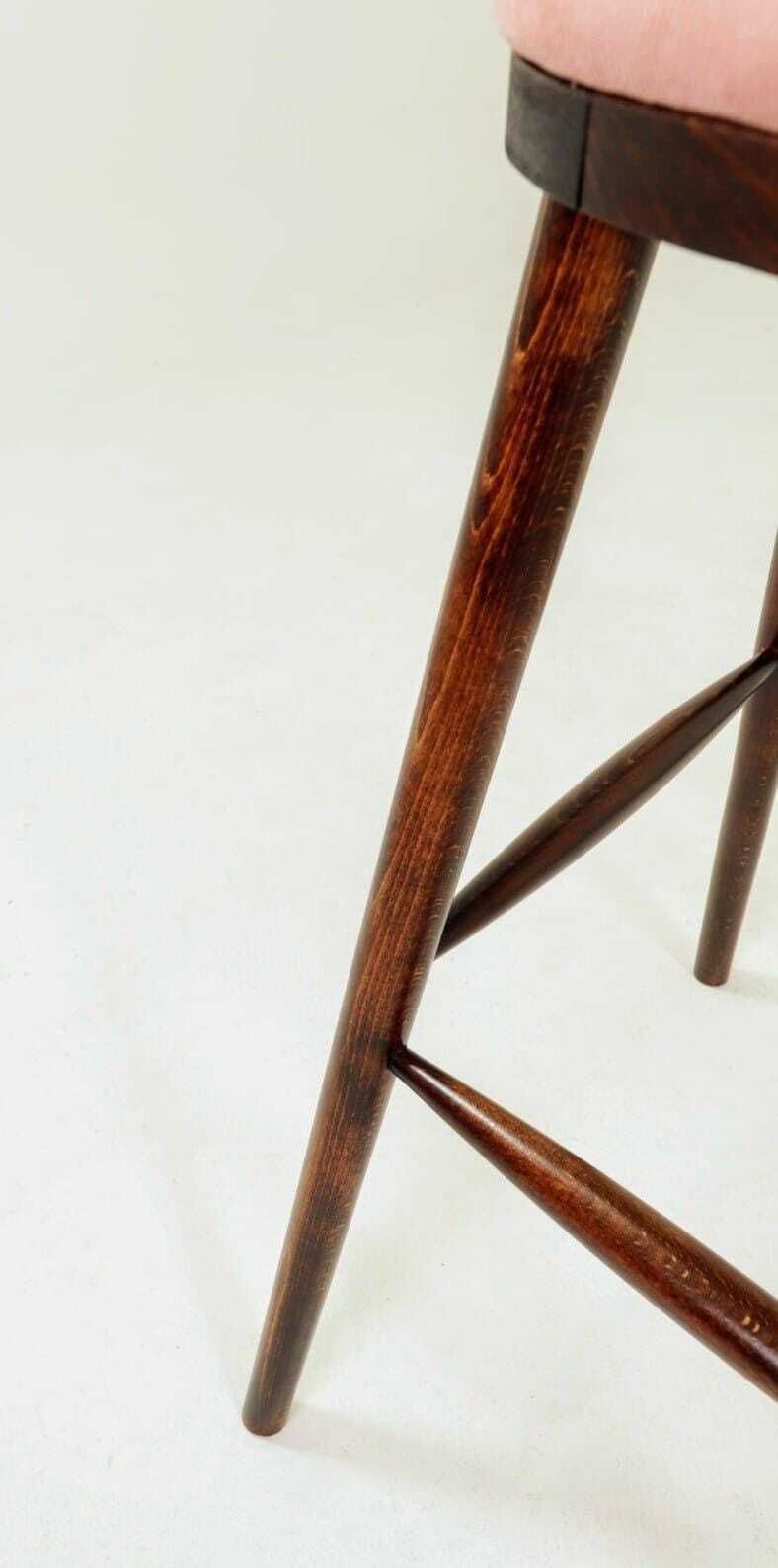 photo furniture Pair Bar Stools In Vintage Style, Rose Corduroy Fabric