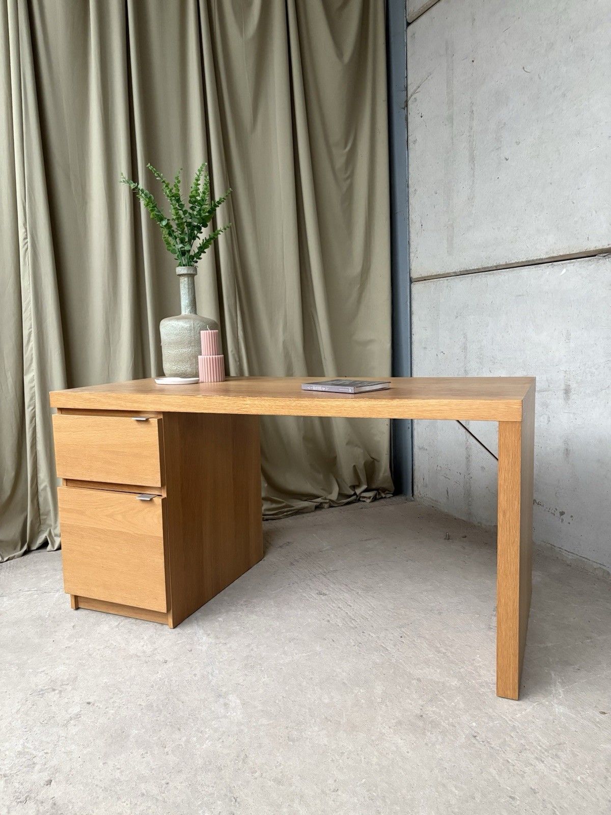 Vtg Mid Century Style Oak Desk Dining Table Danish Scandi Retro R1151 photo Furniture