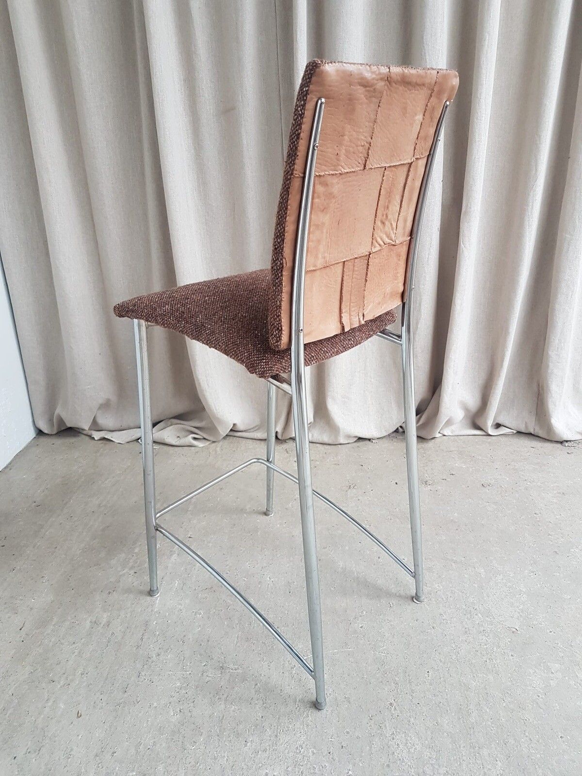 photo for sale Vtg Late Mid Century Italian 90s Chrome Kitchen Bar Stool Chair Scandi R278