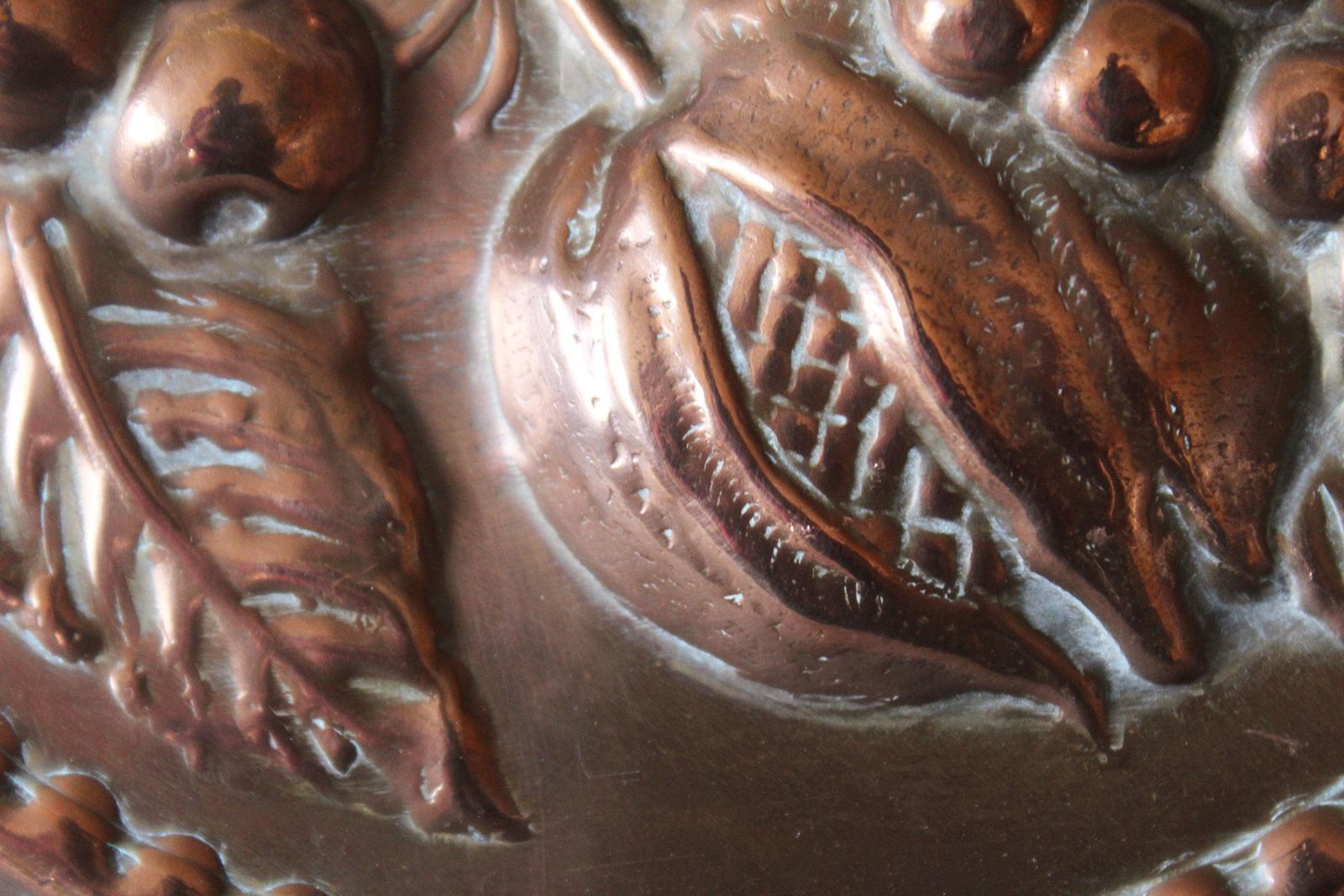 Large Antique French Copper Mold With Grapevine Embossed Motif And Cherries, Cake Pan Mold Country Kitchen Decoration Decor (20.5 Cm) photo vintage