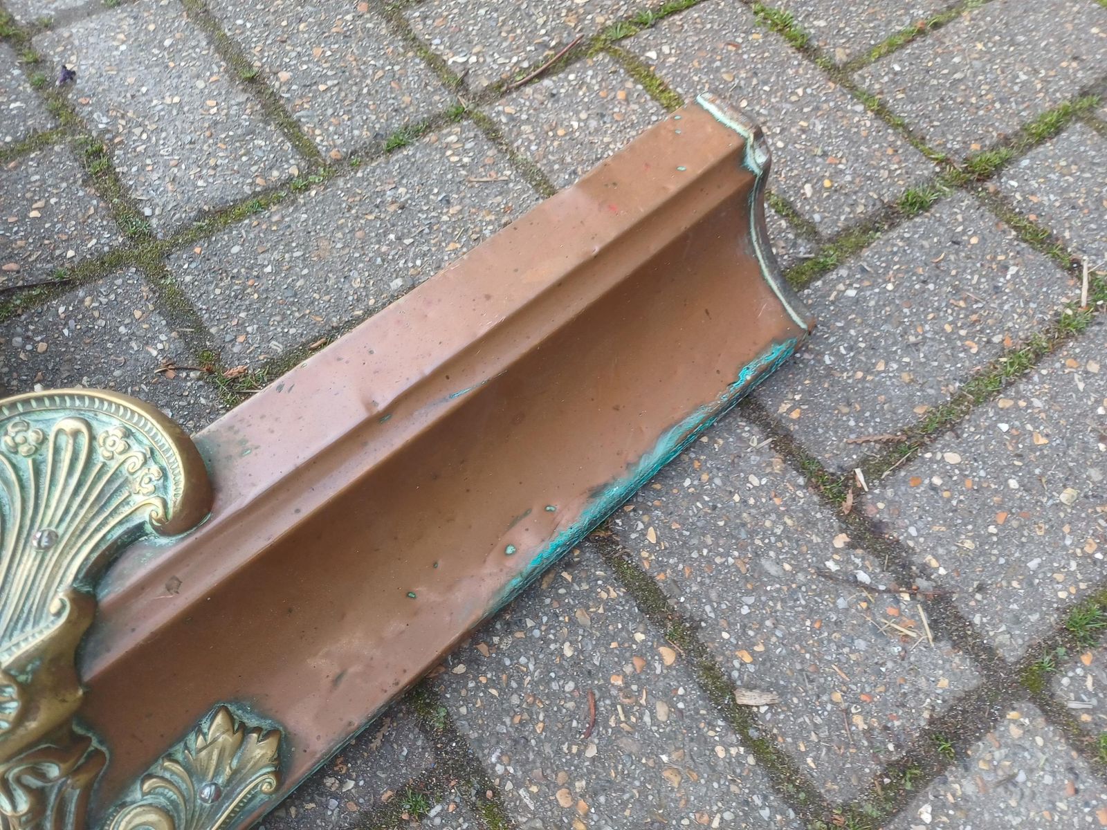Antique Edwardian Copper Brass Fireplace Fender Art Nouveau Hearth Fender Decorative Fire Guard Ornate Shell Acanthus photo buy