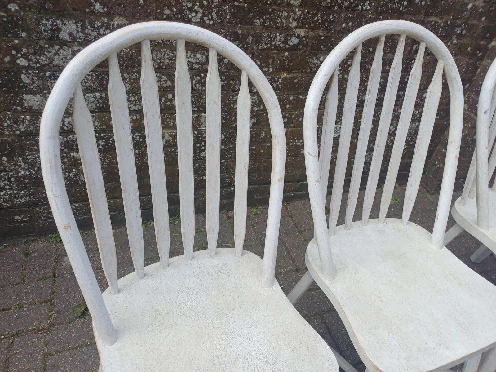 High Quality Loaf Painted Dining Chairs Set Of Four White Shabby Chic Solid Wood Handmade Heavy Vintage Style Free Hand Delivery photo 595.0