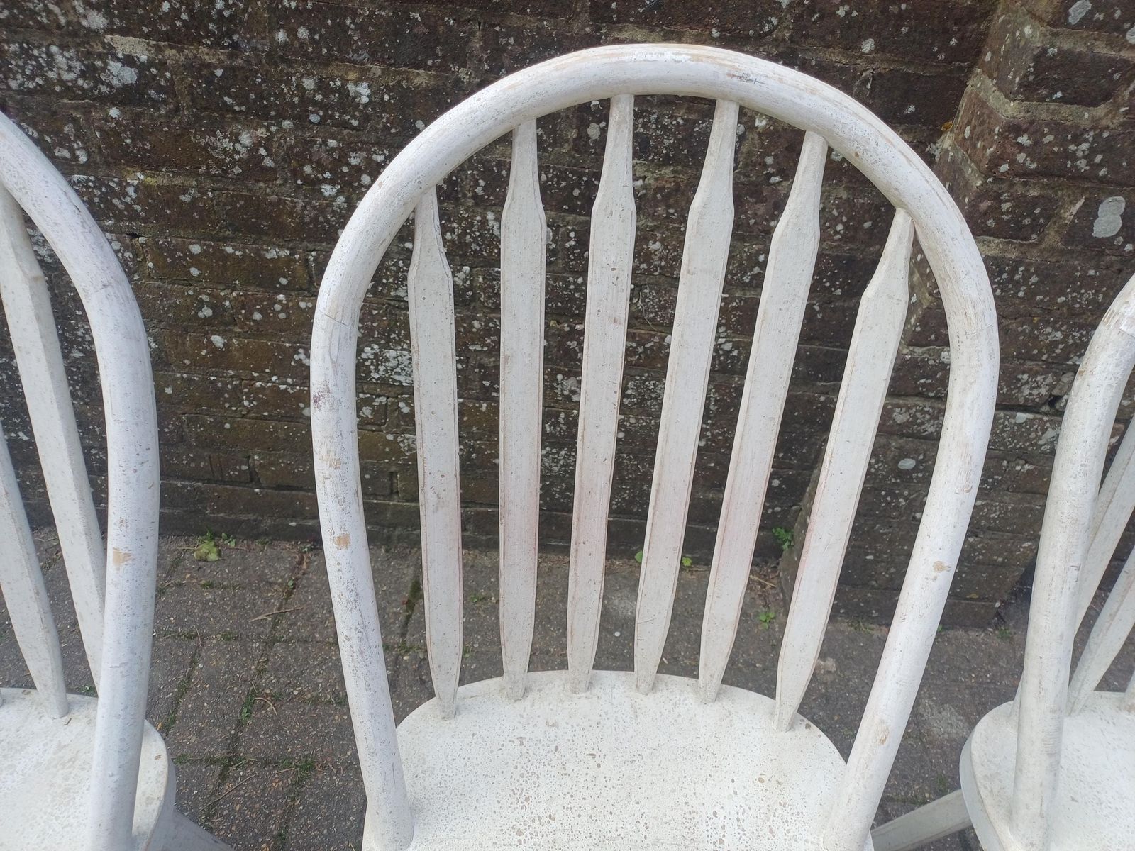 High Quality Loaf Painted Dining Chairs Set Of Four White Shabby Chic Solid Wood Handmade Heavy Vintage Style Free Hand Delivery photo vintage
