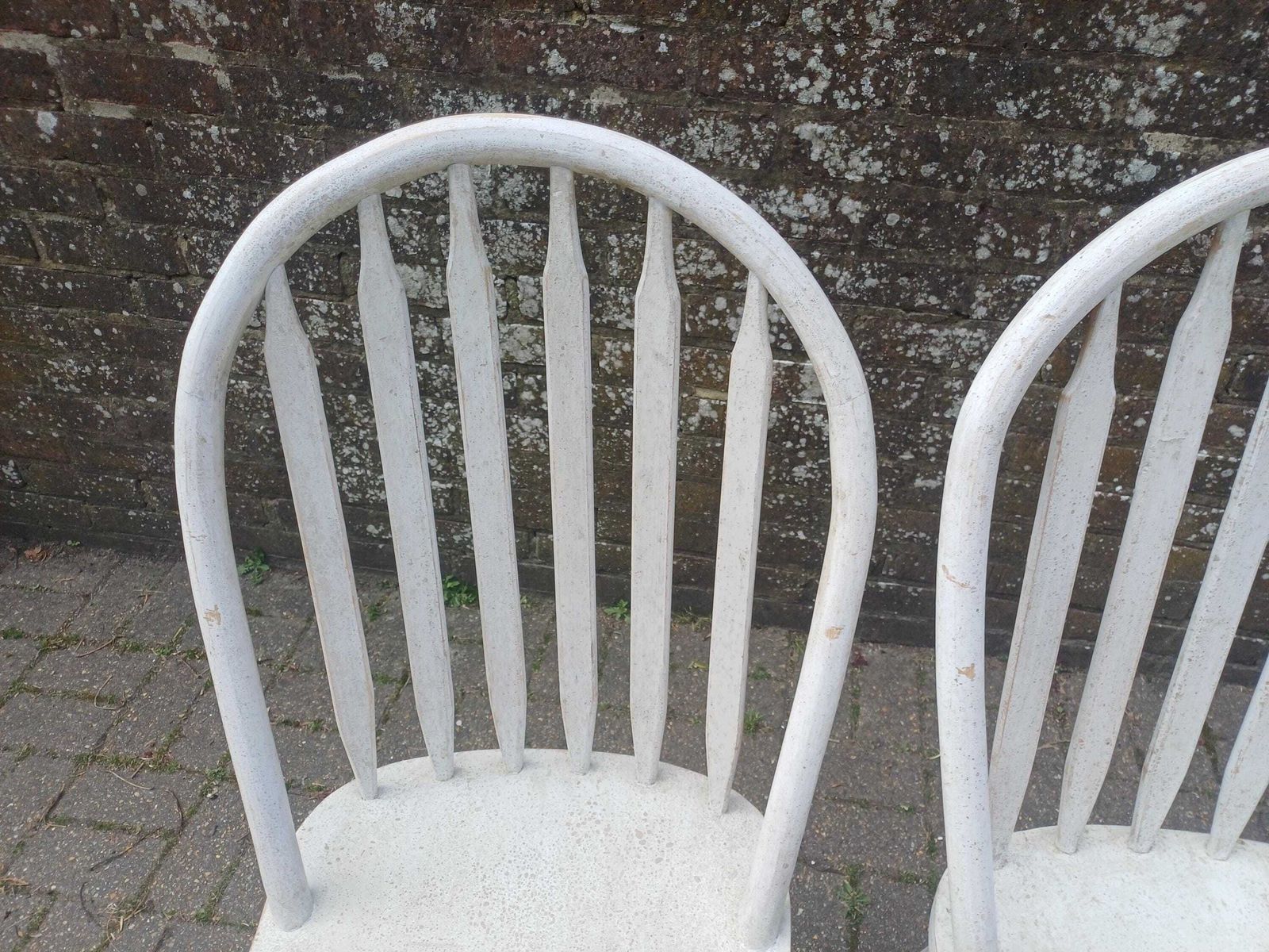 photo buy High Quality Loaf Painted Dining Chairs Set Of Four White Shabby Chic Solid Wood Handmade Heavy Vintage Style Free Hand Delivery