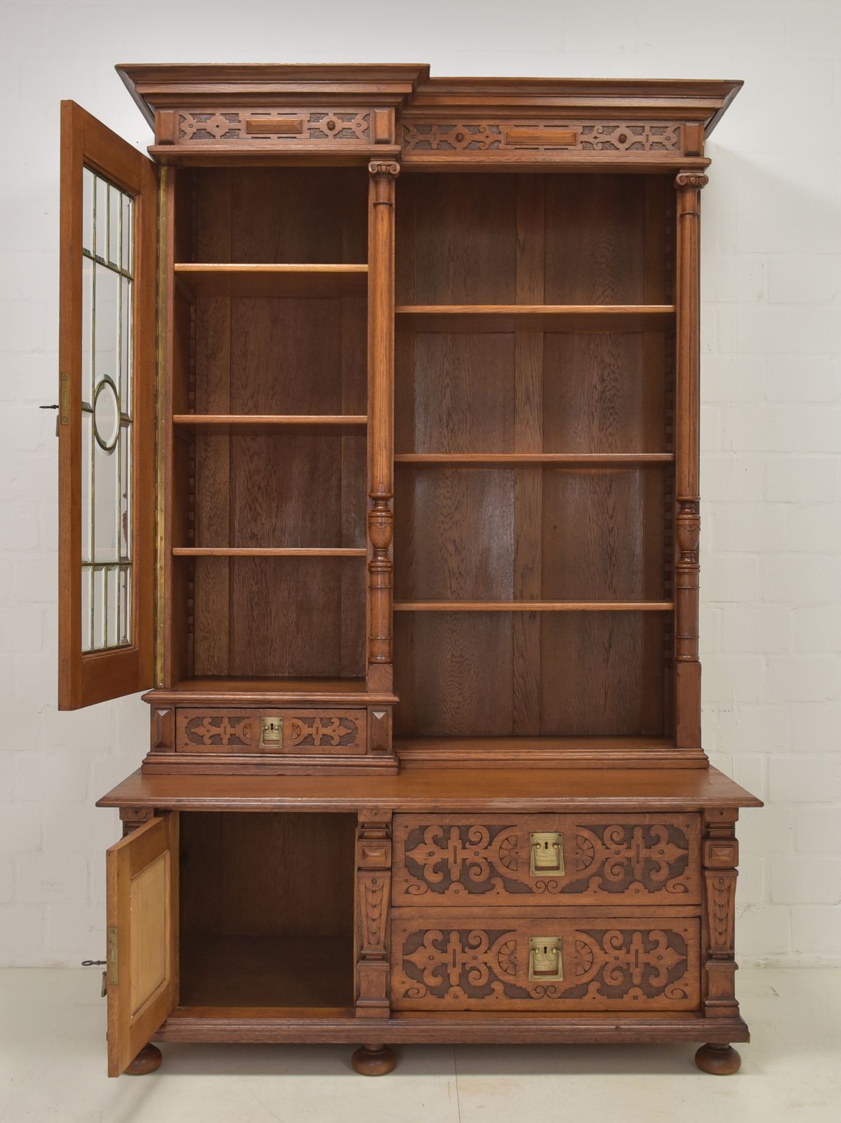 Antique! Restored Oak Bookcase, Gründerzeit Style, Display Cabinet, Bookcase photo for sale