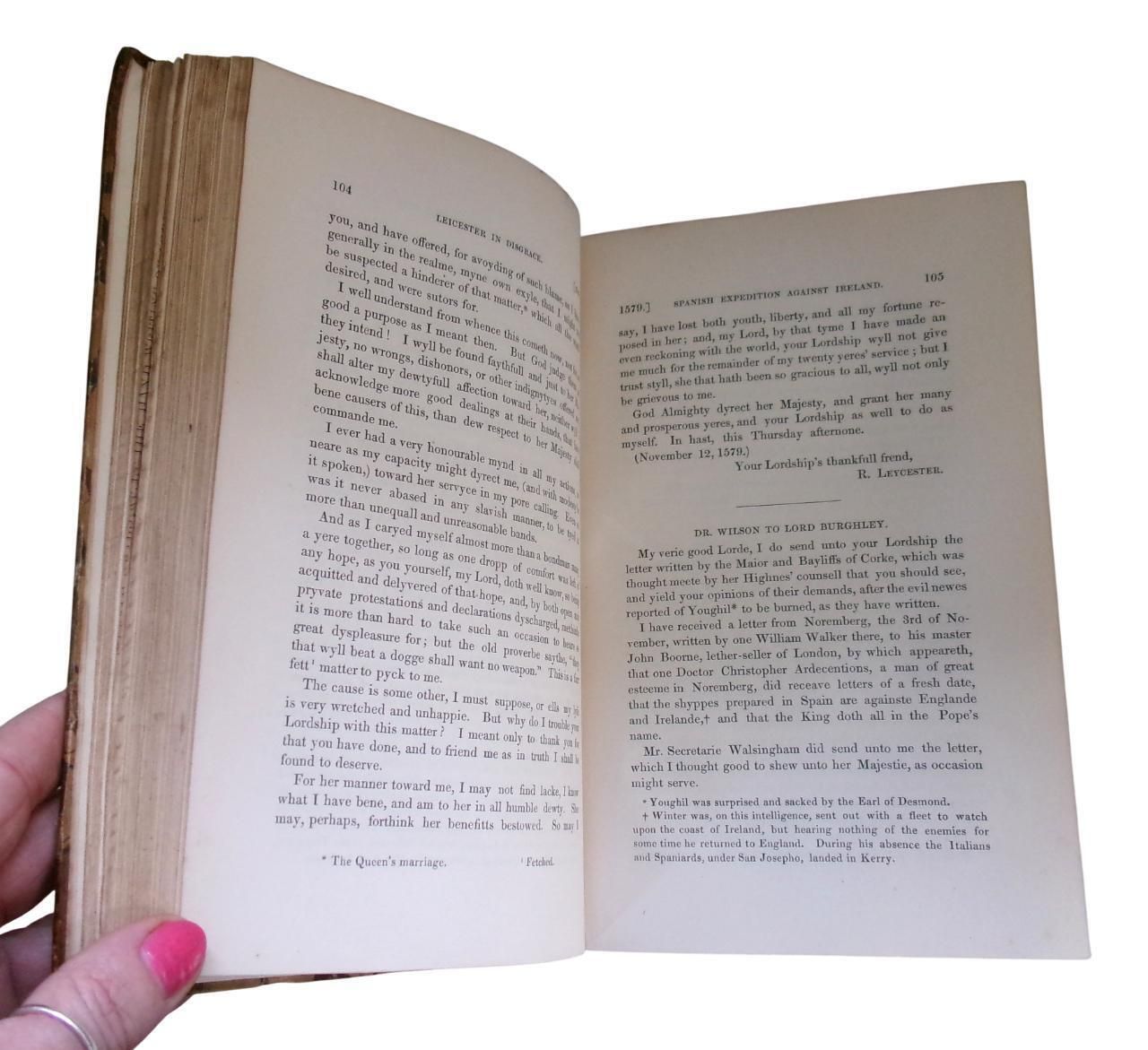 130.0 1838 Elizabethan History: Queen Elizabeth And Her Times, Series Of Letters, Half Leather, Georgian photo