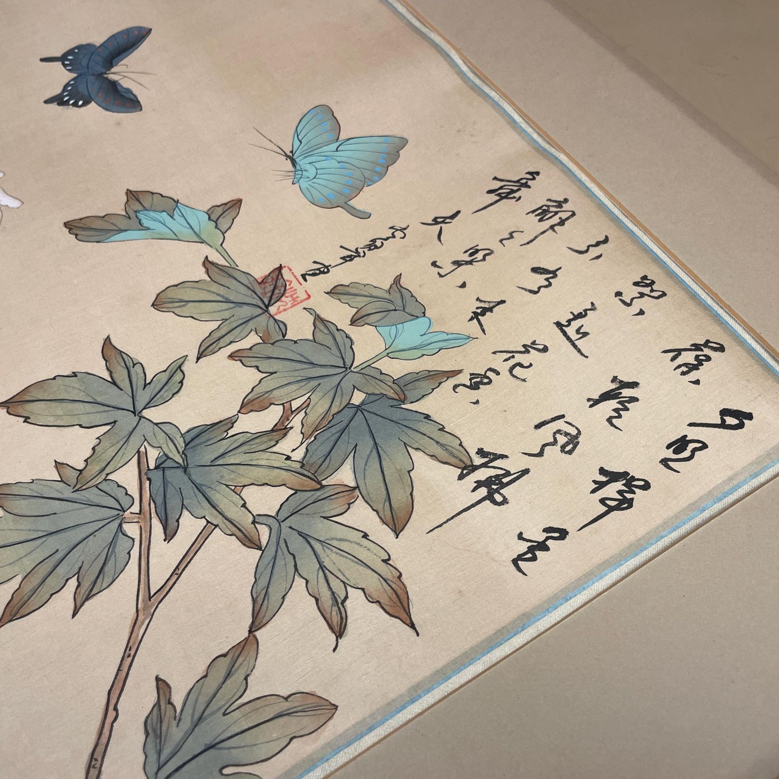 Butterly Flower Picture Hand Painted On Silk Oriental Art Painting Unframed Botanical Artwork Chinese Asian Style photo vintage