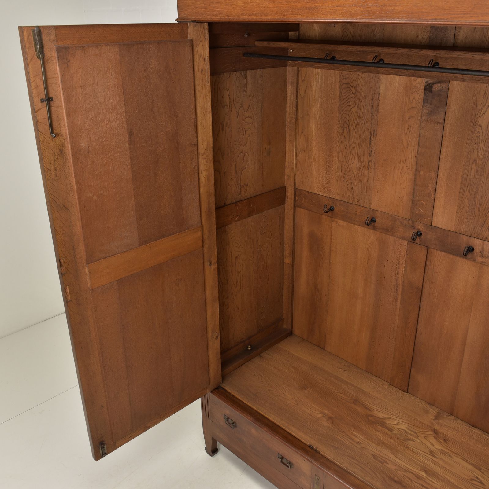 Antique! Restored Art Nouveau Hallway Wardrobe, Circa 1920, Solid Oak. photo Furniture