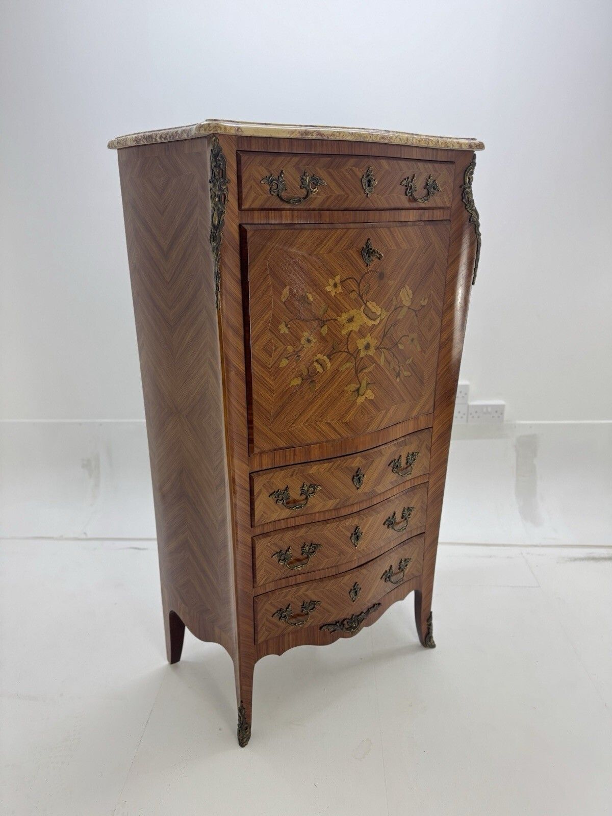 French Style Secretaire / Fall Front Writing Bureau Tallboy Louis XV