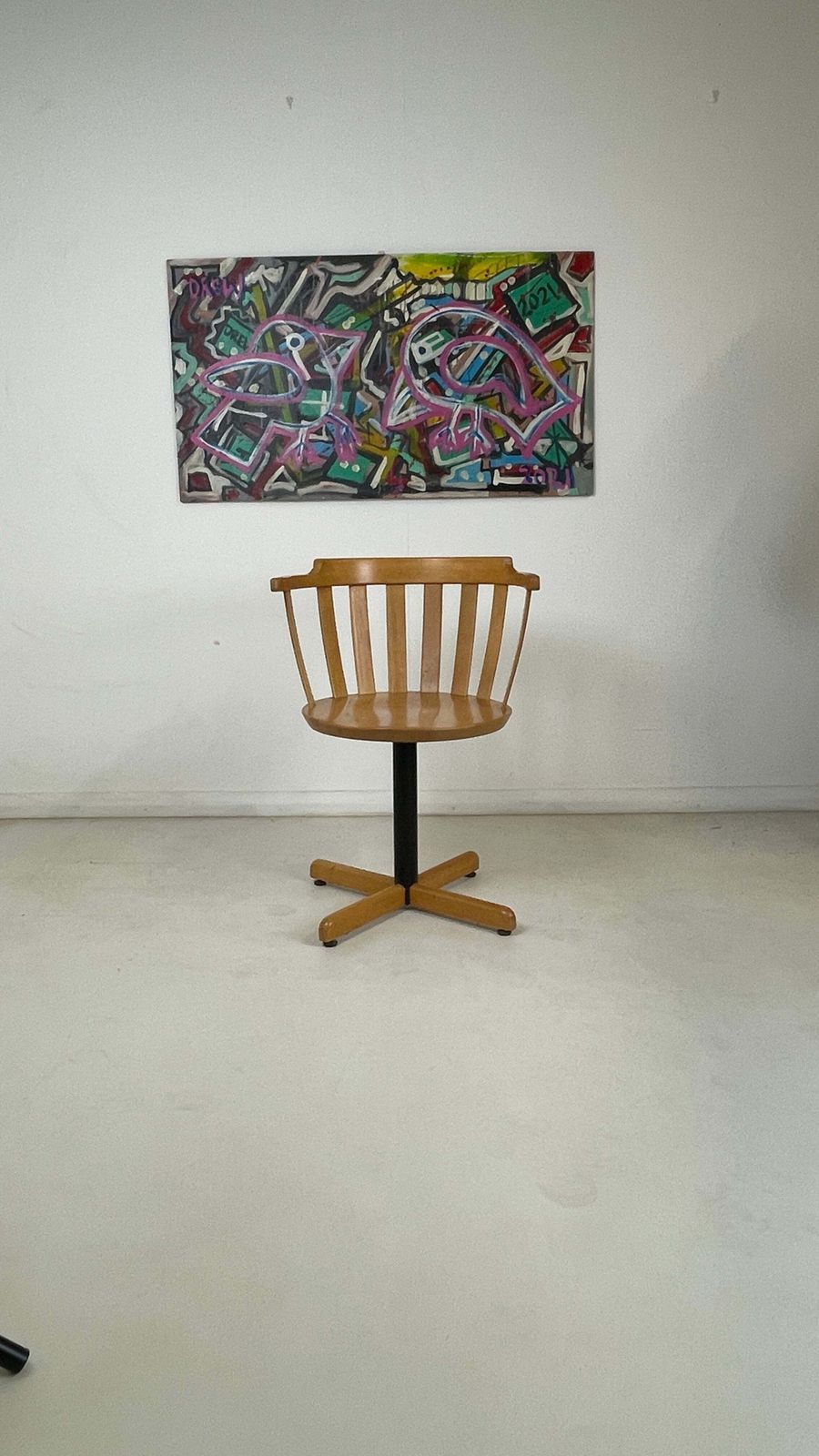 1950s Centa Swivel Desk Chair In Beech Wood