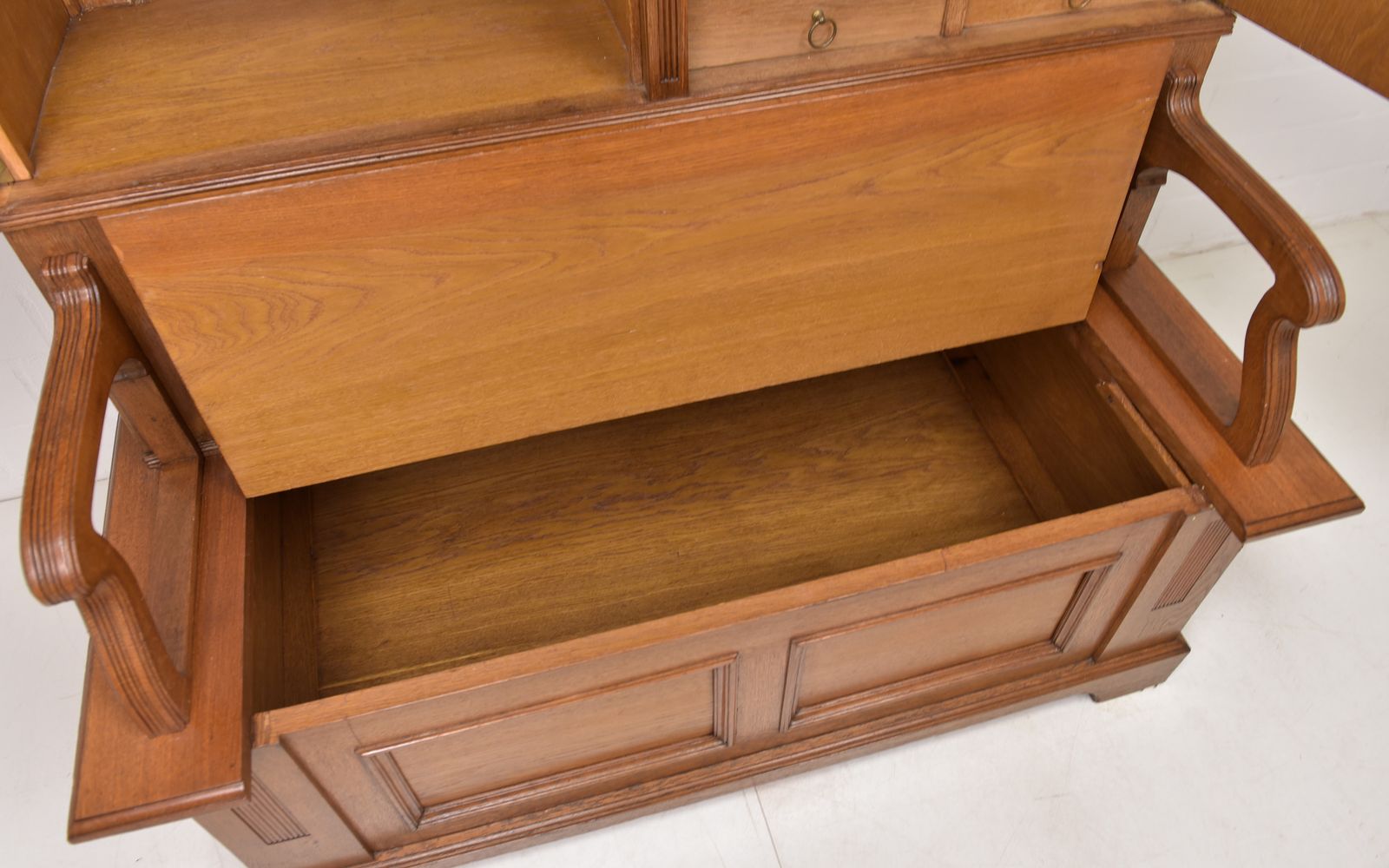 Antique! Restored Art Nouveau Oak Bookcase With Storage Bench. Library Cabinet photo buy