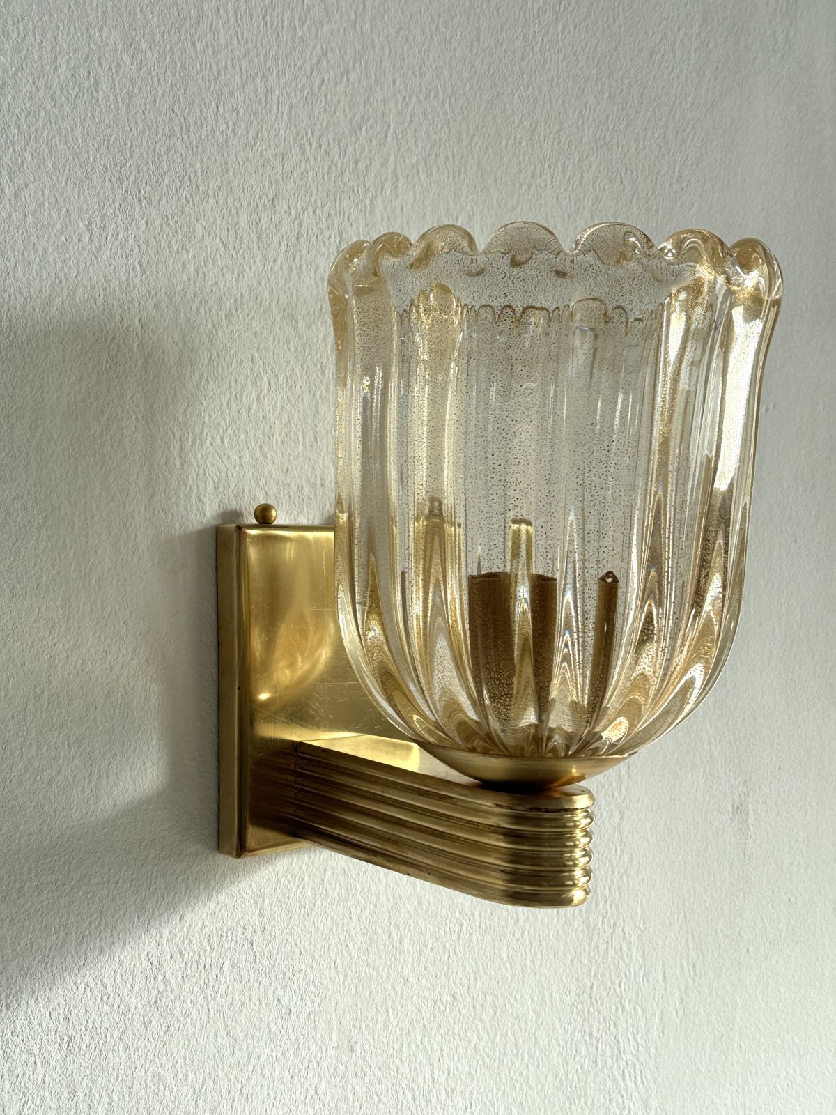 photo furniture Italian Murano Crystal Glass And Brass Wall Sconces In The Art Deco Style