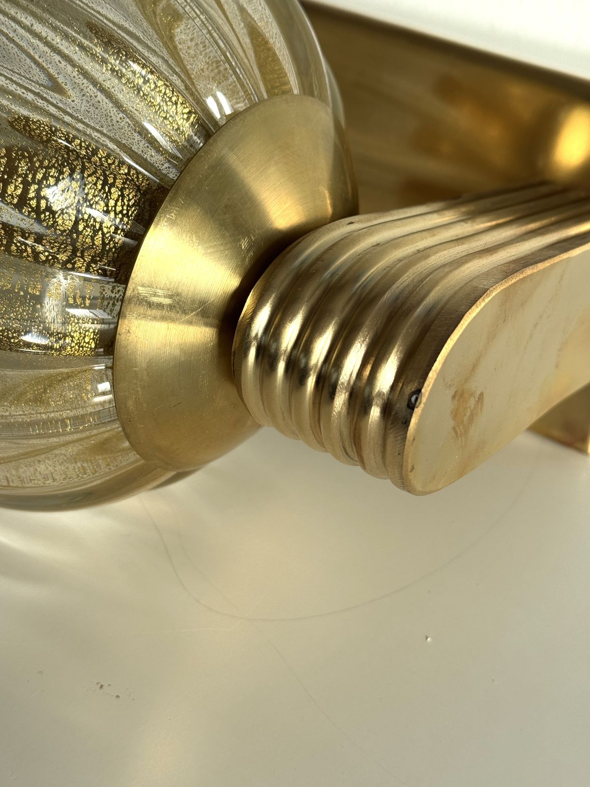 photo vinterior Italian Murano Crystal Glass And Brass Wall Sconces In The Art Deco Style