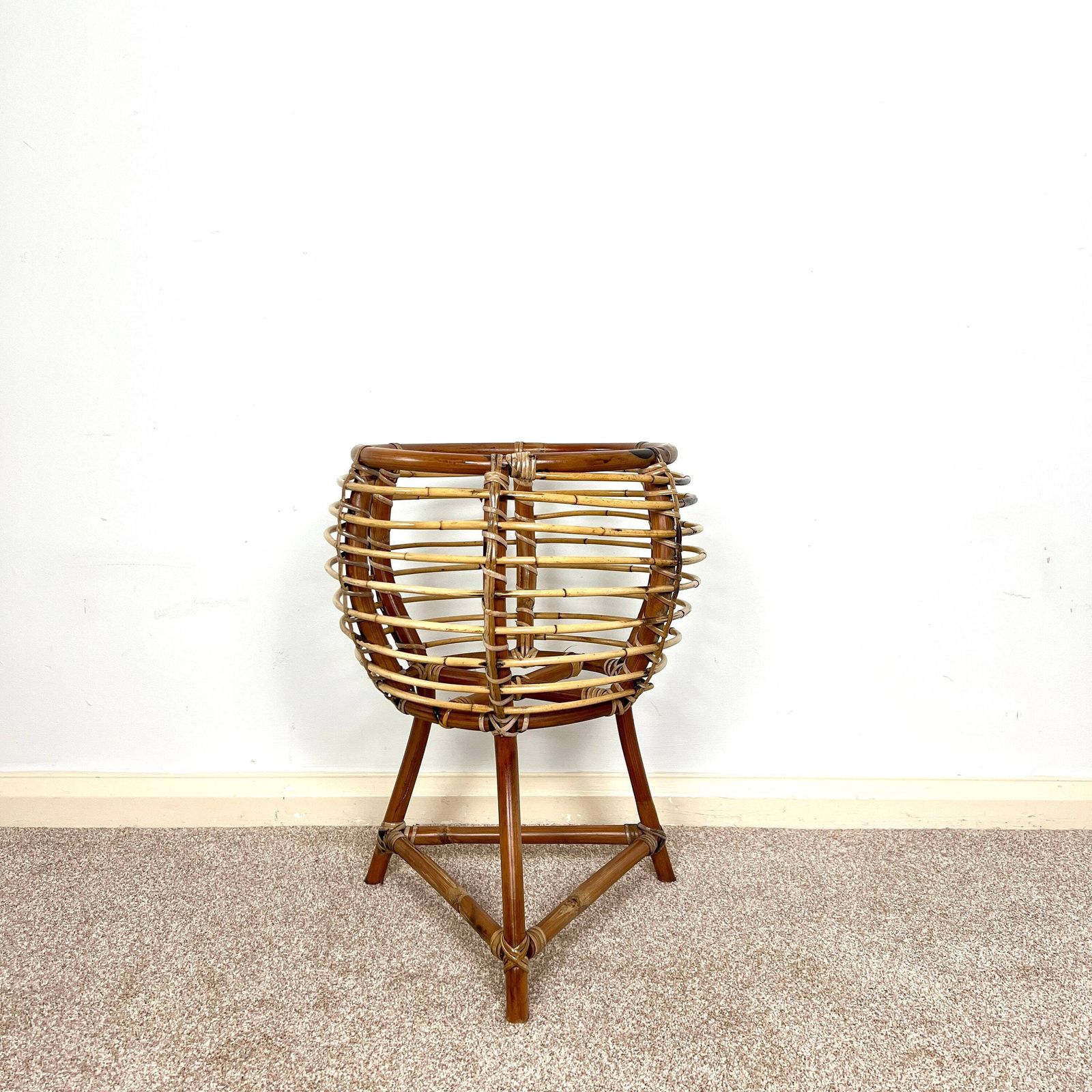 Vintage Albini Style Bamboo Plant Stand 70s photo Home Decor